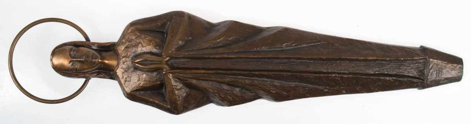 Bronzerelief "Madonna im Gebet", halbplastisch, vergoldet, L. 44 cm- - -23.80 % buyer's premium on