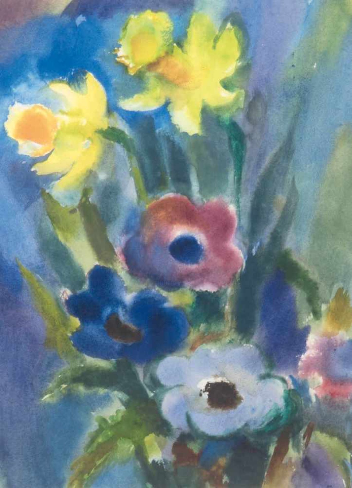 Neudert, Otto (1906-1975) "Frühlingsblumen", Aquarell, rücks. signiert, 41x30 cm, hinterGlas im