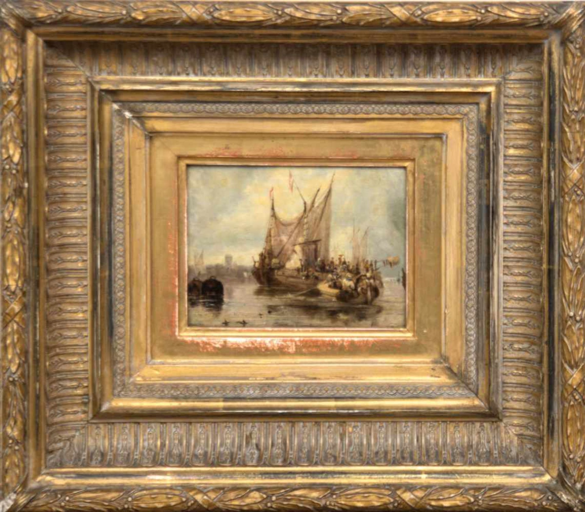 Gudin, Herminie (1825 Paris-1873 ebenda) zugeschrieben "Fischerboote in einem Hafen",Öl/ - Image 2 of 2