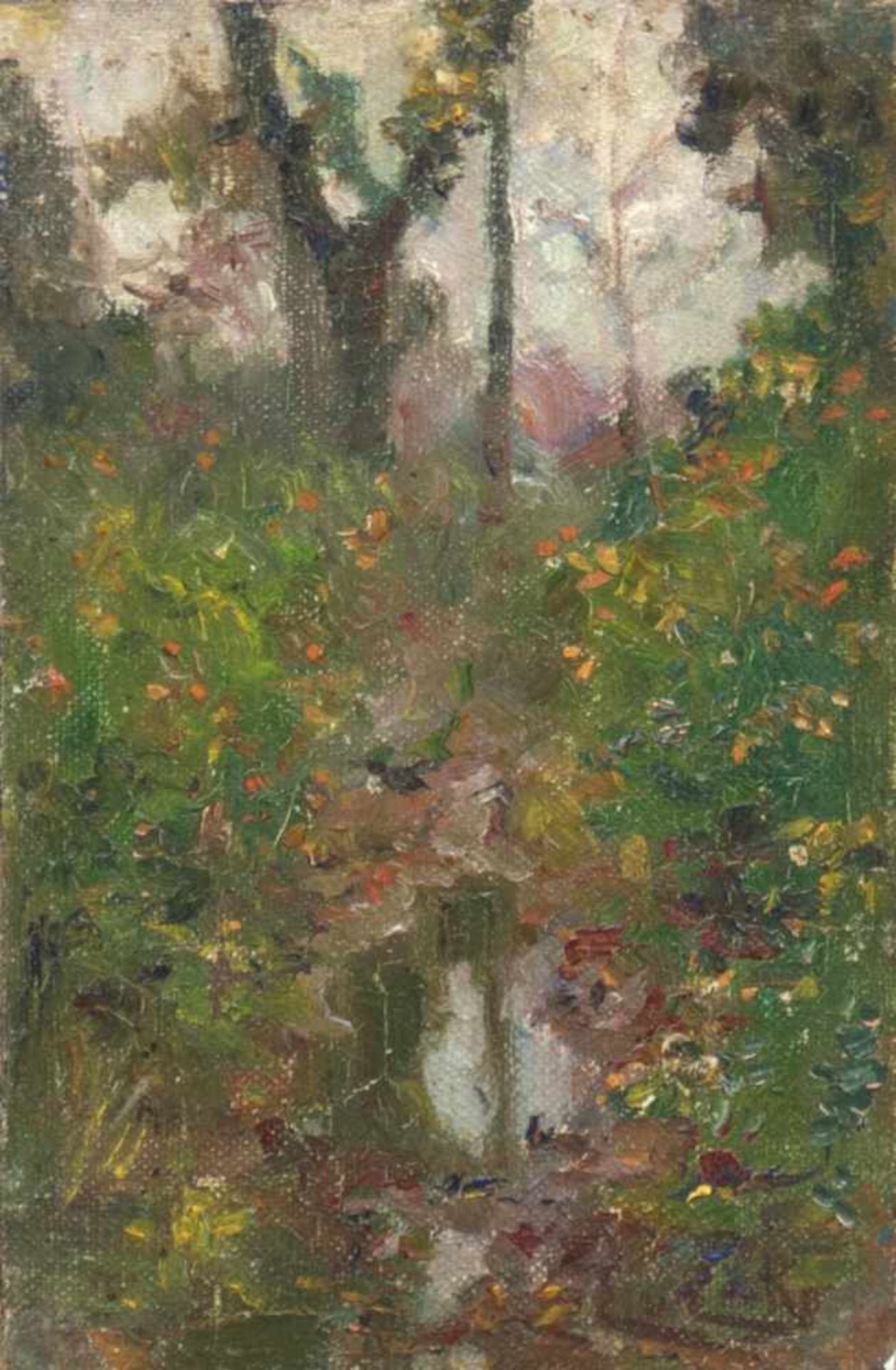 Eicken, Elisabeth von (1862 Mühlheim-1940 Michendorf) "Moorgraben im Darßer Wald",Öl/Lw./Pappe,
