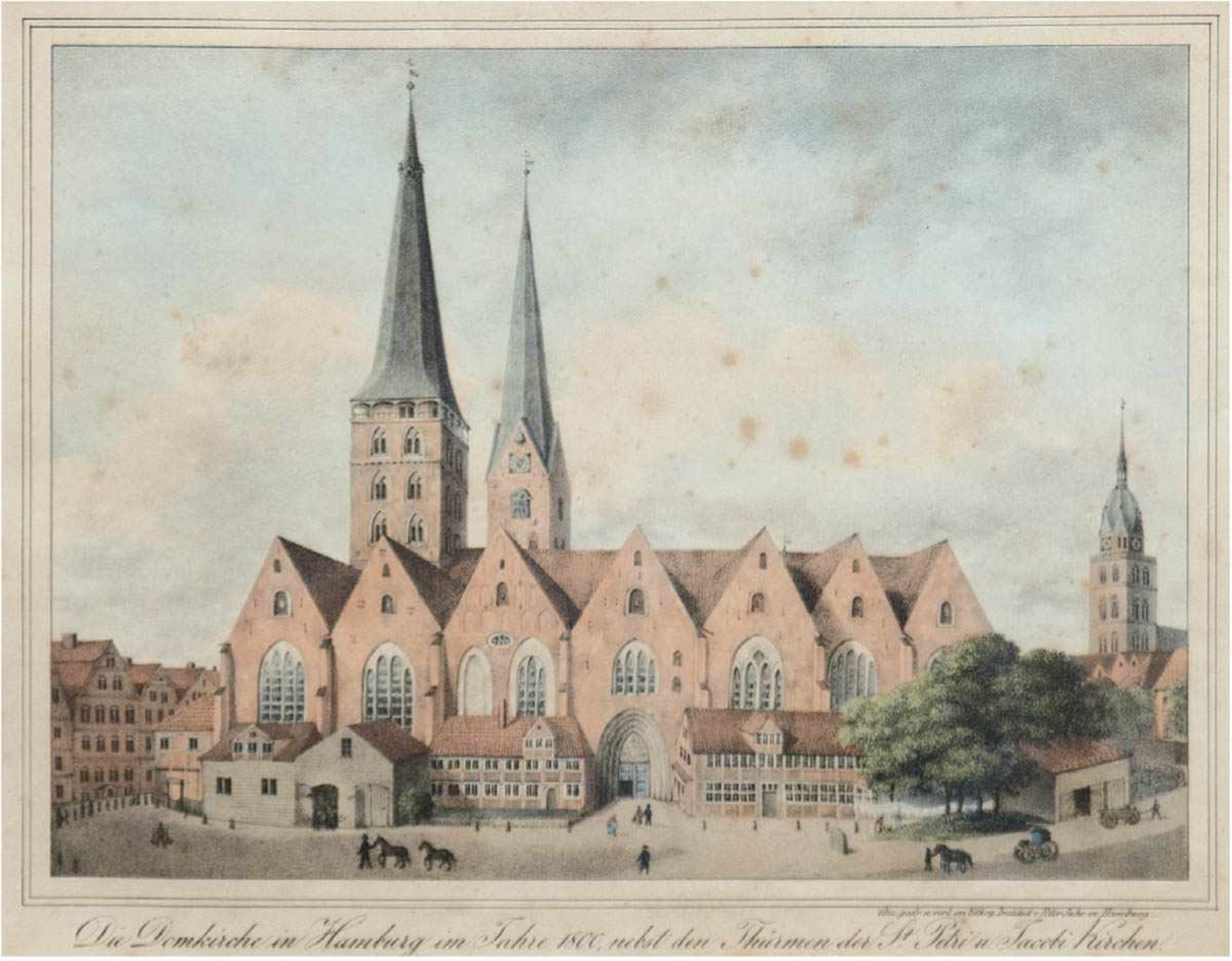 Suhr, Peter (1788 Hamburg-1857 ebenda) "Die Domkirche in Hamburg um 1800), Lithographie,im