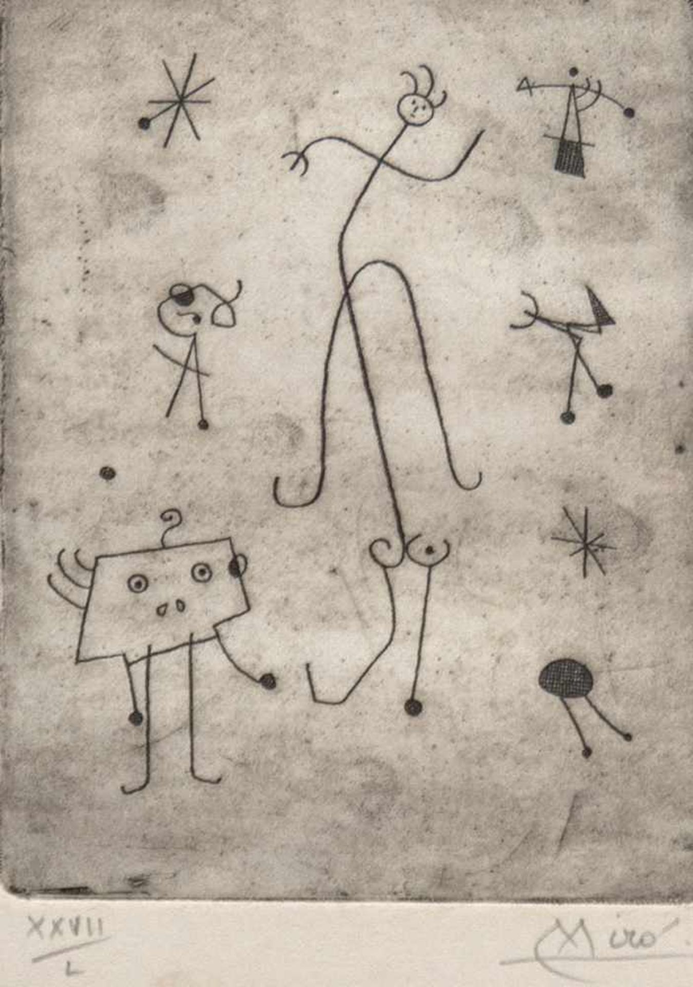 Miro, Joan (1893 Barcelona-1983 Palma) "Abstrakt", Radierung, sign. u.r., 29x23,5 cm (Erwar ein