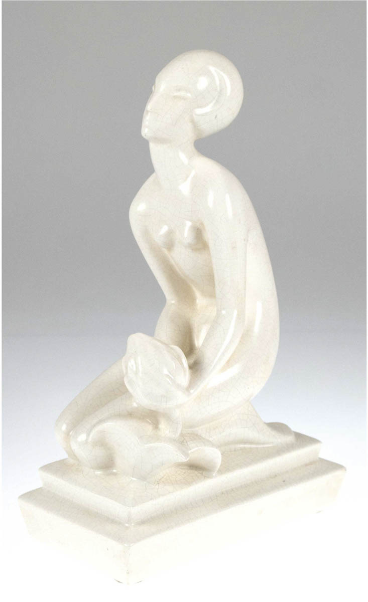 Art-Deco-Figur "Weiblicher Akt mit Artischocke", Entwurf Richard Kuöhl (1880-1961), fürV&B