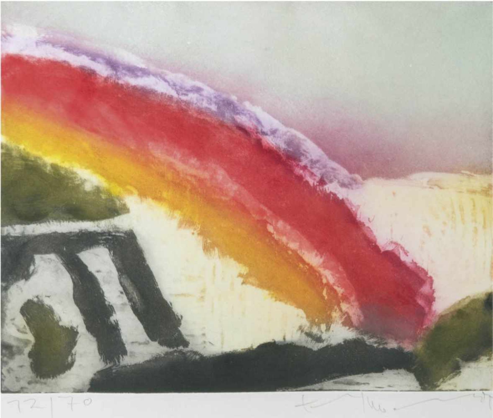 Fussmann, Klaus (geb. 1938 in Verbert) "Regenbogen", Farbradierung, 2005, mit Bleistiftsigniert u.