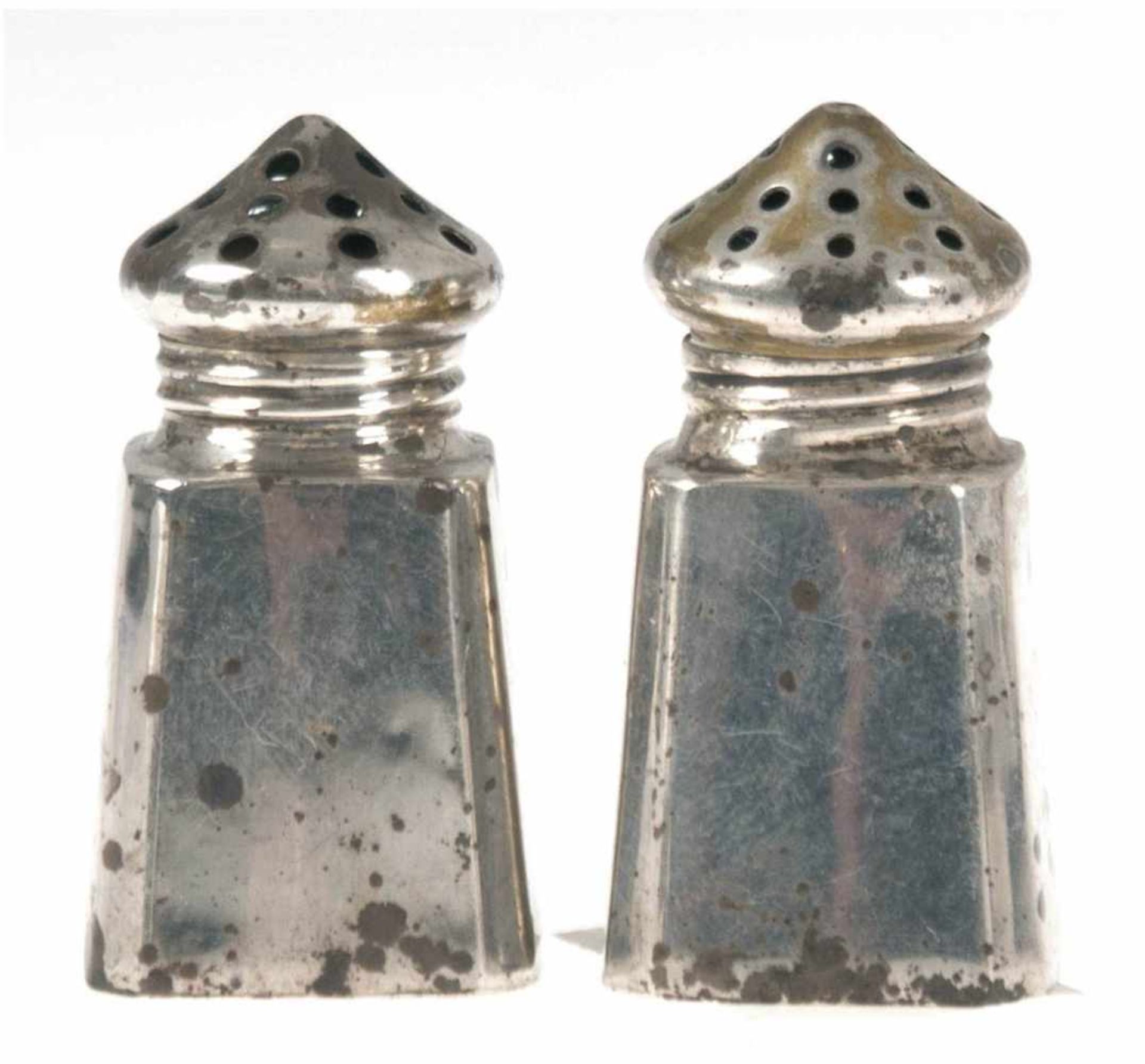 Salz- und Pfefferstreuer, 925er Silber, punziert, ca. 13 g, Streukopf mit Restvergoldung,