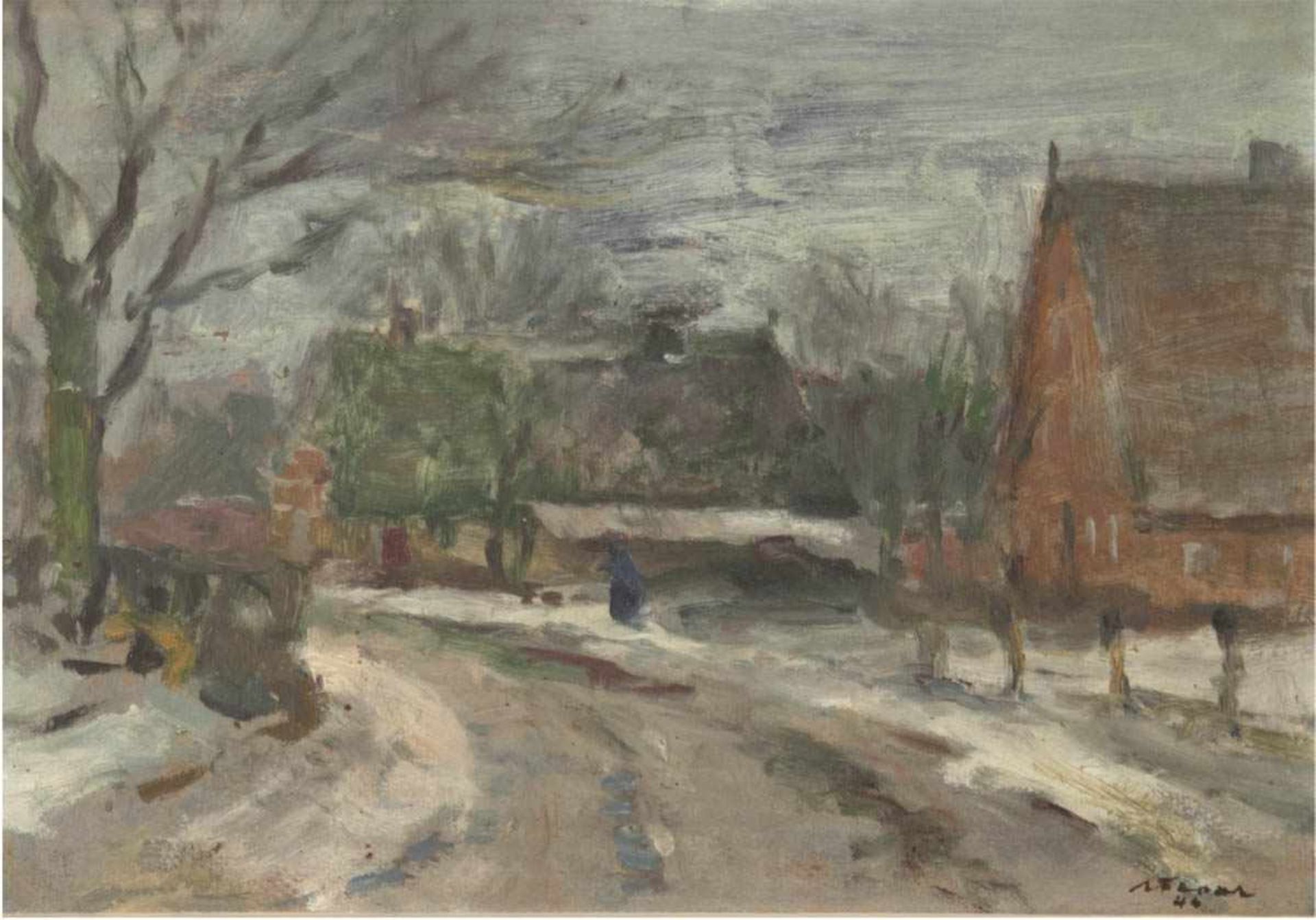 Feser, Albert (1901 Öjendorf- 1993 Hamburg) "Winter in Havighorst/Hamburg", Öl/SH.,signiert und