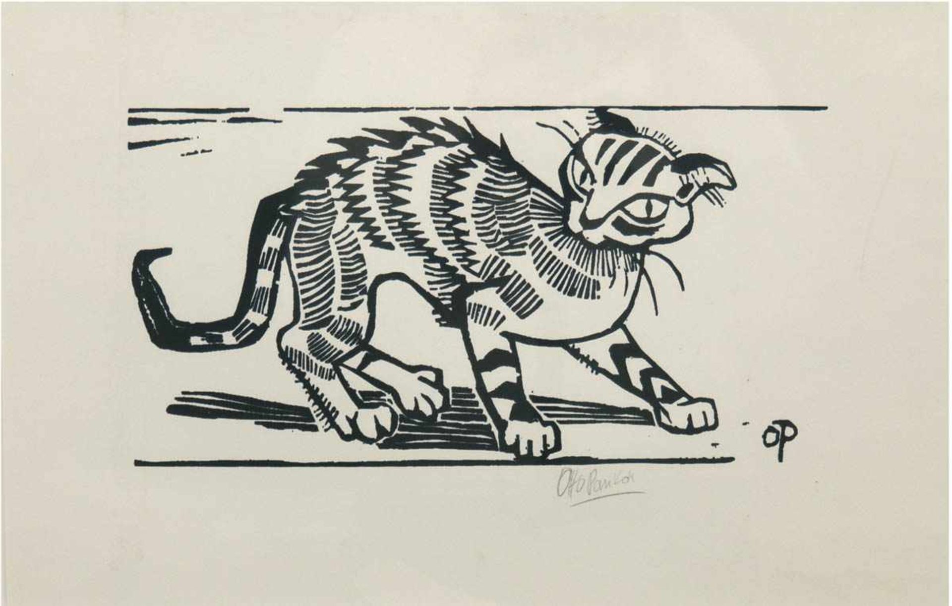 Pankok, Otto (1893 Mühlheim an der Ruhr-1966 Wesel) "Katze", Holzschnitt auf Velin, sign.u.r., 29x43