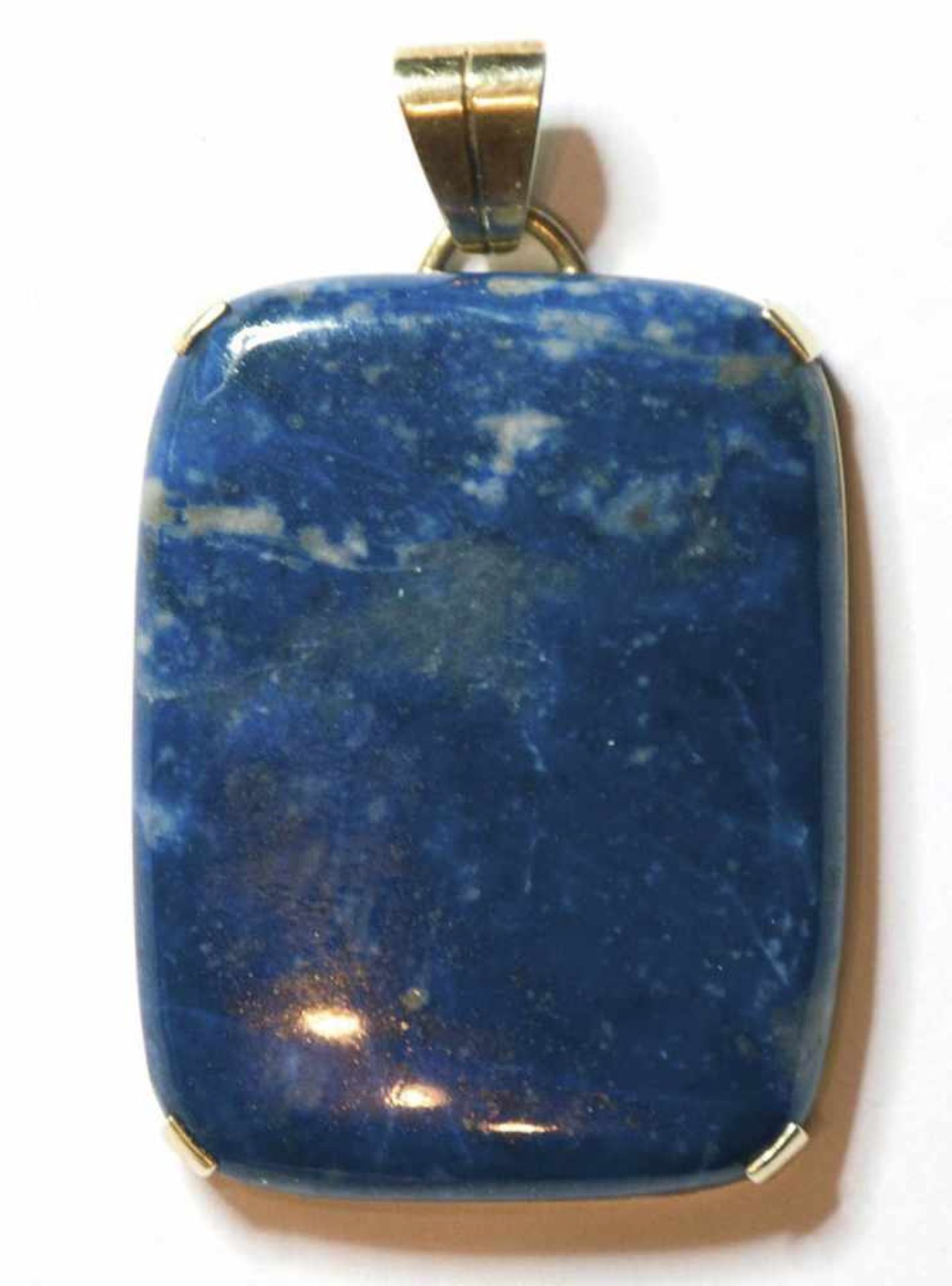 Anhänger mit rechteckigem Lapislazuli in 585er GG-Fassung, Ges.-L. 4,6 cm- - -23.80 % buyer's