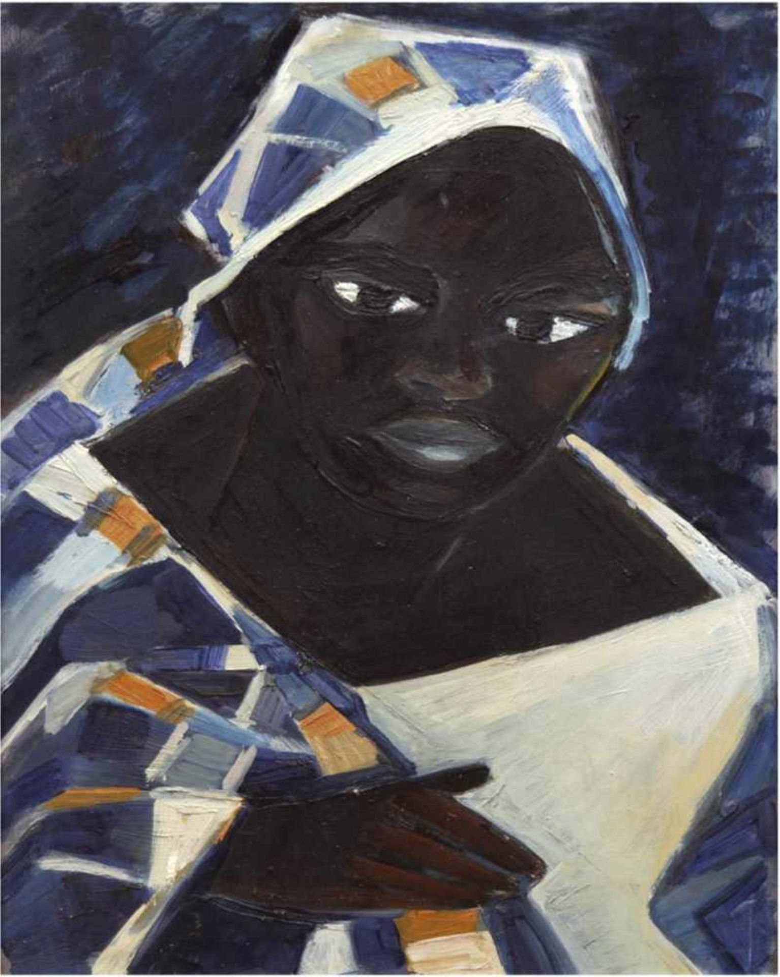 Umkreis Brückegruppe "Afrikanerin", Öl/Hf., unsign., rückseitig bez. und dat. 1937, 53x40cm, Rahmen-