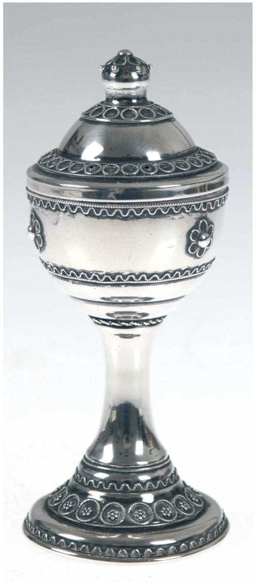 Kleiner Deckelpokal, Israel, Silber, punziert und geprüft, ca. 64 g,