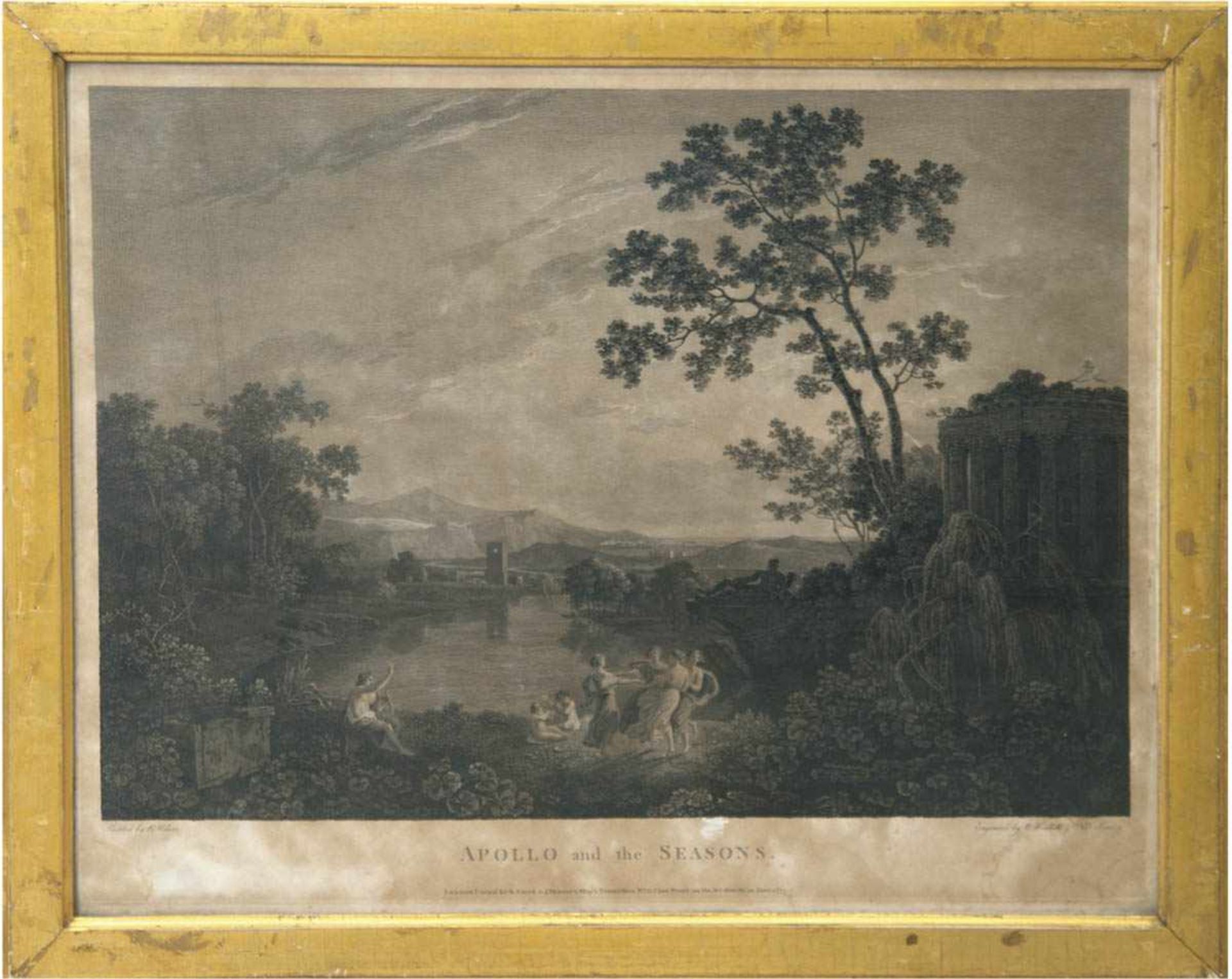 Woollett, William (1735 -1785) "Apollo and the Seasons" Stich nach R. Wilson, 46x56 cmhinter Glas im