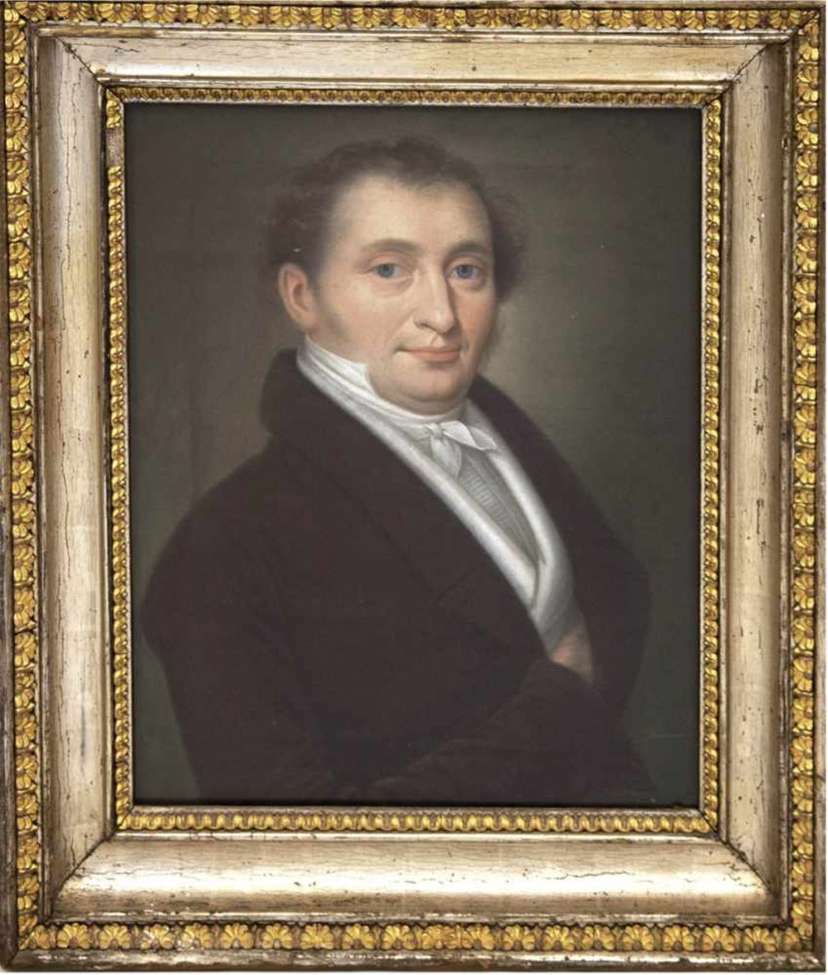 Biedermeier-Porträtmaler "Bildnis eines Herren", Pastell, unsign., 48x40 cm, hinter Glasim