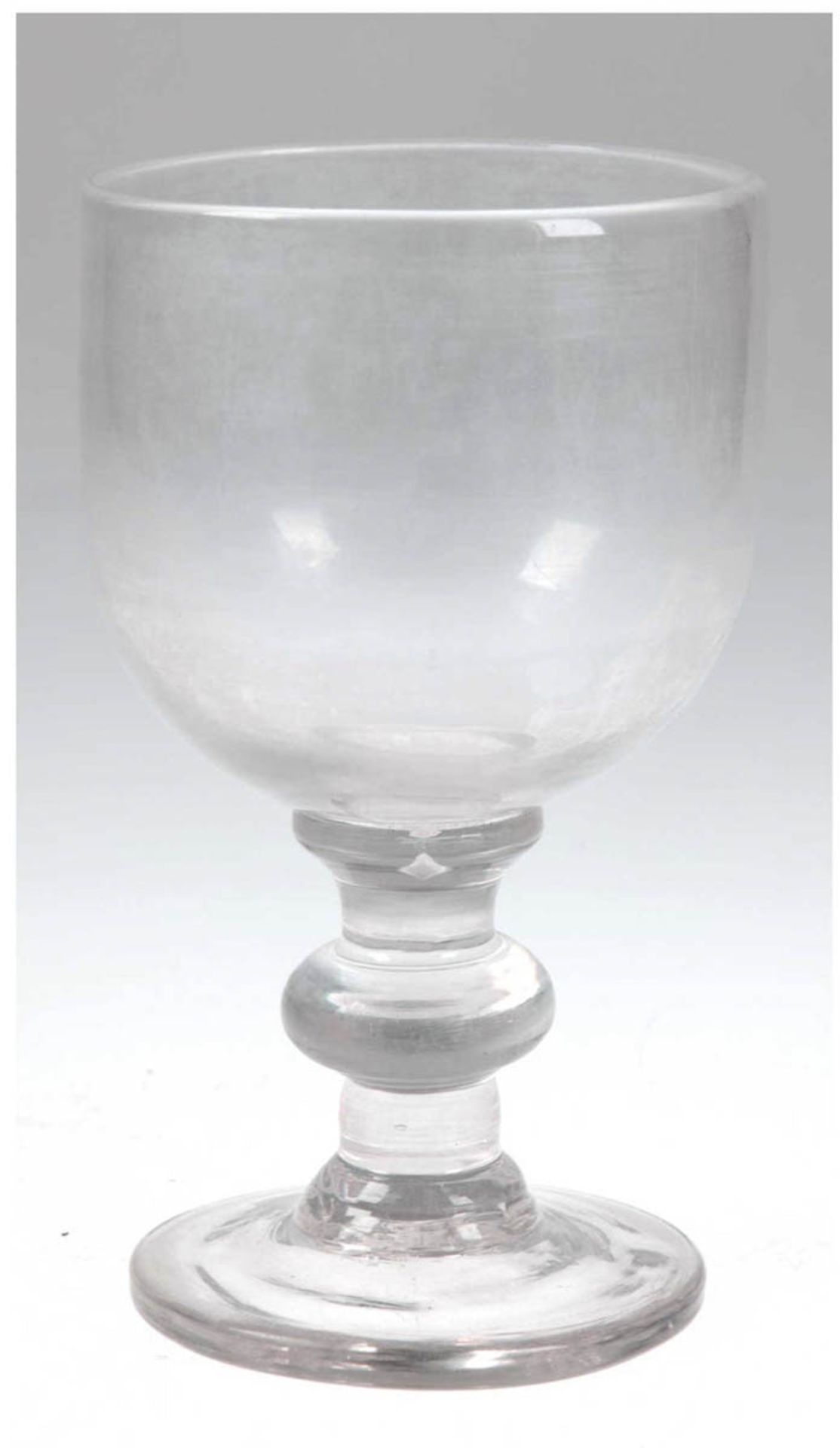 Großes Abrißglas, farbloses Glas, Kelchform, Gebrauchspuren, H. 20 cm- - -23.80 % buyer's premium on