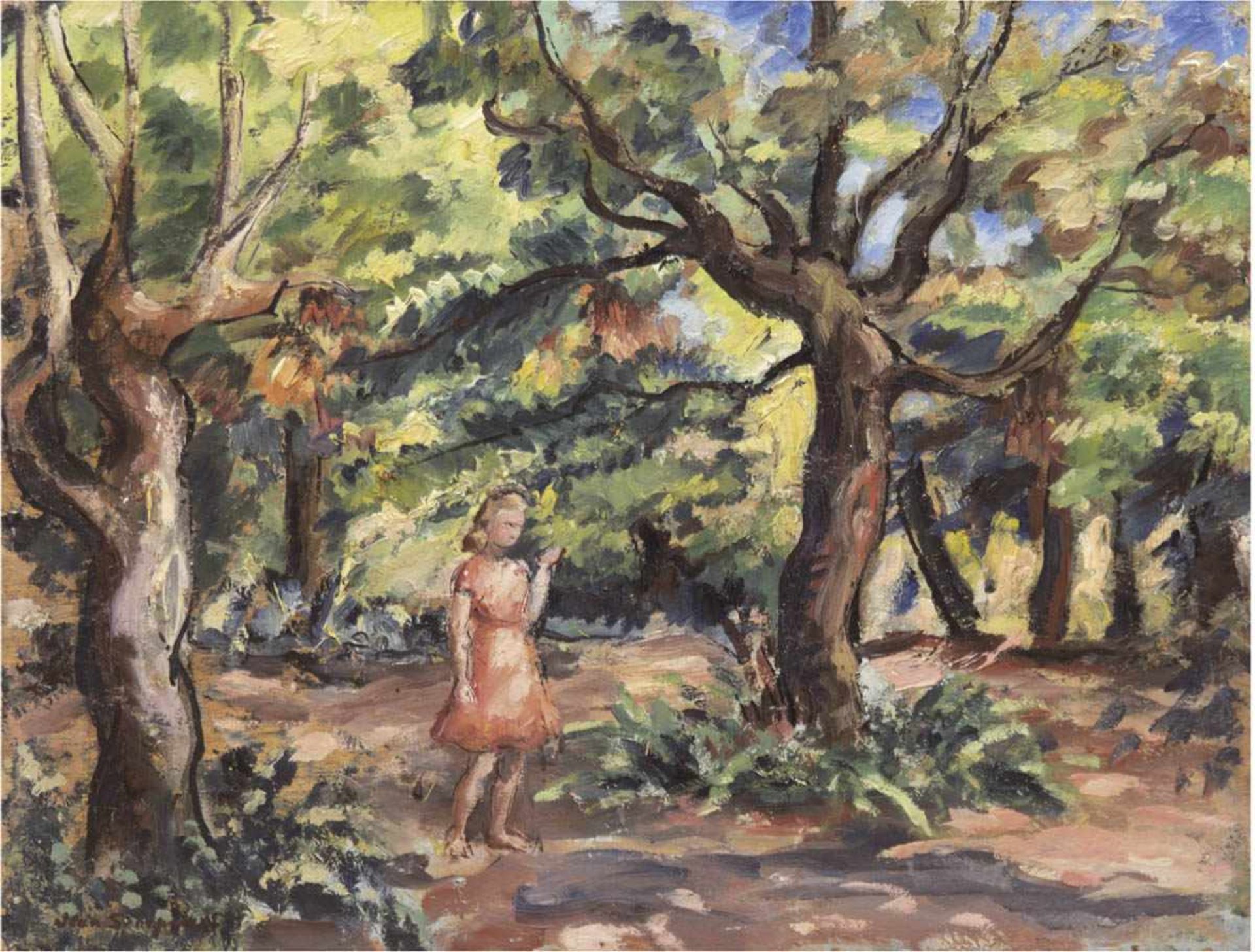 Schipman, Jean (20. Jh.) "Junges Mädchen im Wald", Öl/HF., signiert u.l., 46x55 cm- - -23.80 %