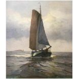 Farbdruck nach Guba, Rudolf "Schiff vor Helgoland", 60x48,5 cm, Rahmen- - -23.80 % buyer's premium