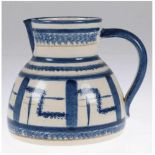 Art-Deco-Keramikkrug, wohl Bunzlau, blauer Dekor, H. 18 cm- - -23.80 % buyer's premium on the hammer