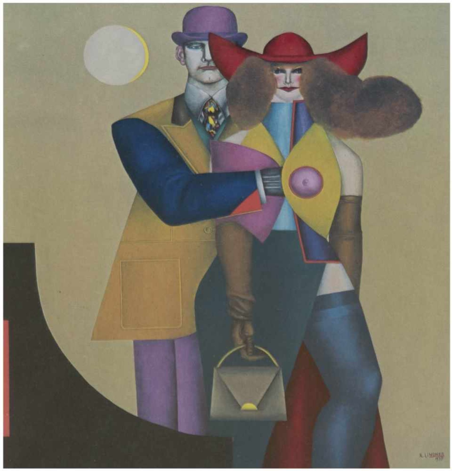 Lindner, Richard (1901 Hamburg- 1978 New York) "Couple", Farbdruck nach dem Gemälde von1977, 26x22