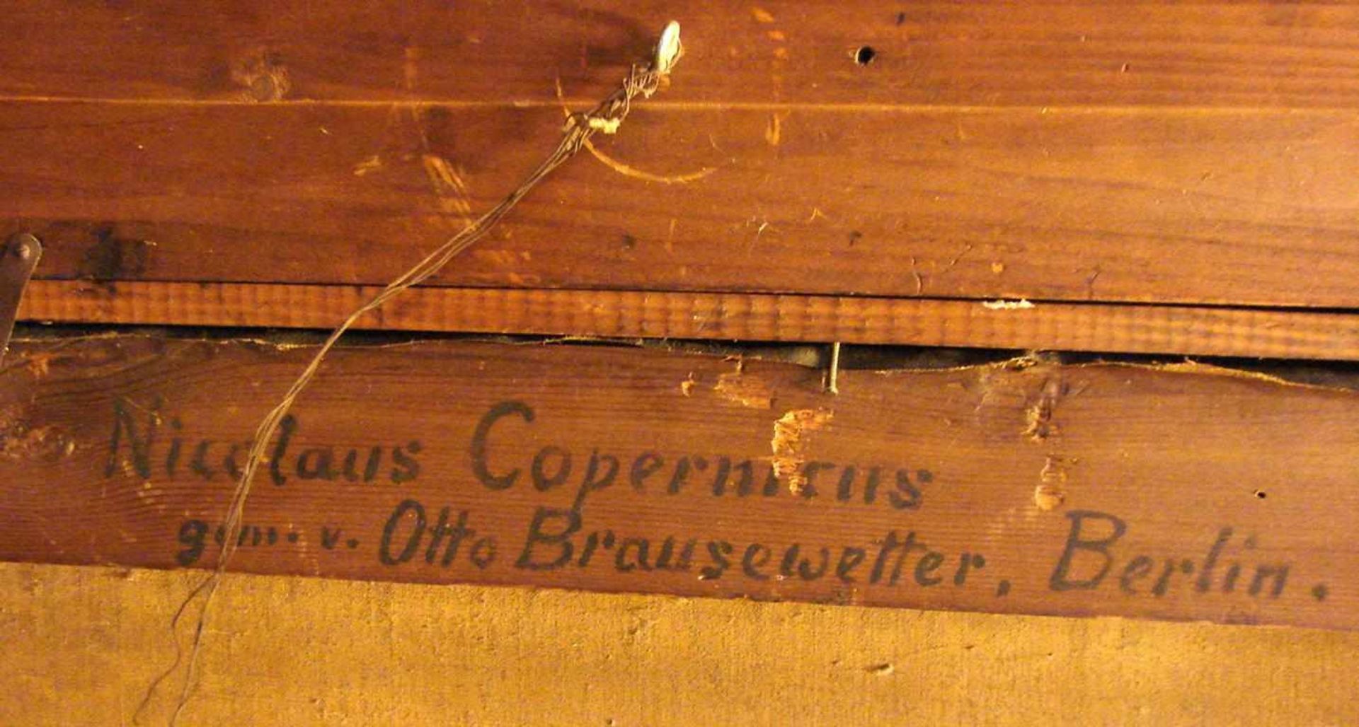 OTTO BRAUSEWETTER (1835-1904), "Copernikus", ÖL/L., rückseitig bez., ohne Signatur, ca. 46 x 84 cm - Bild 5 aus 5