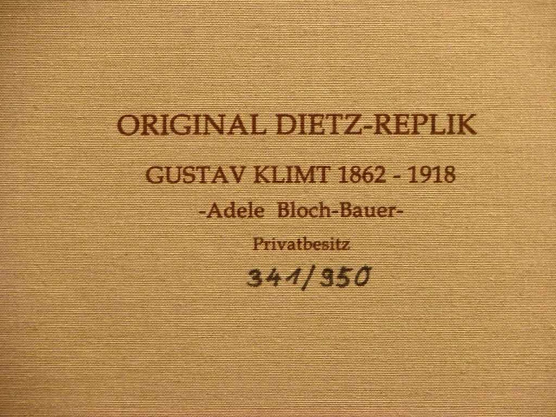 Kunstdruck, Original Dietz-Replik, auf Leinwand, nach Gustav Klimt, rückseitig bez., mit Auflag ... - Bild 2 aus 2