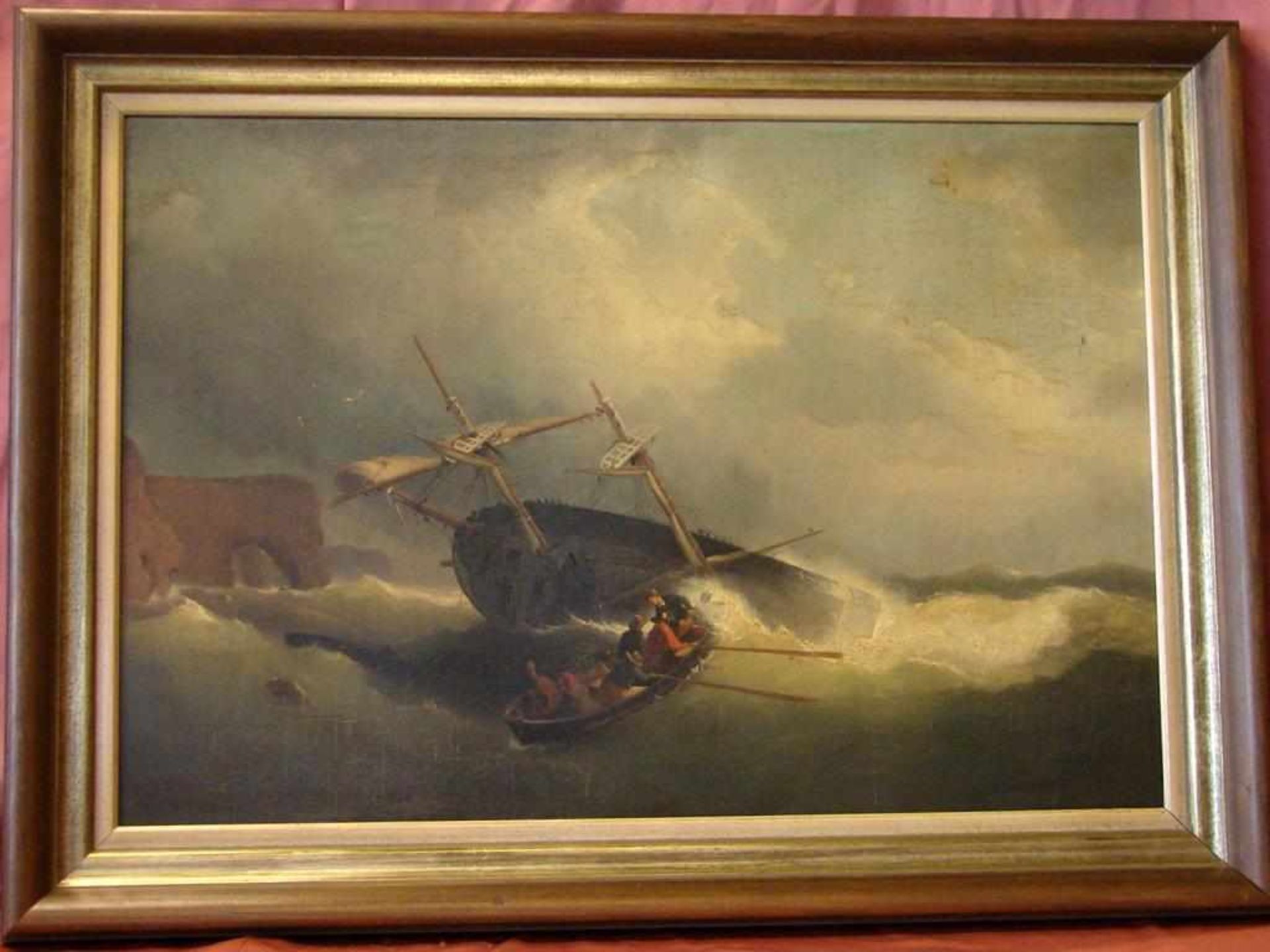 "Starker Seegang", Öl/L., u.li.unles.sig., rückseitig bez., ca. 53 x 78 cm
