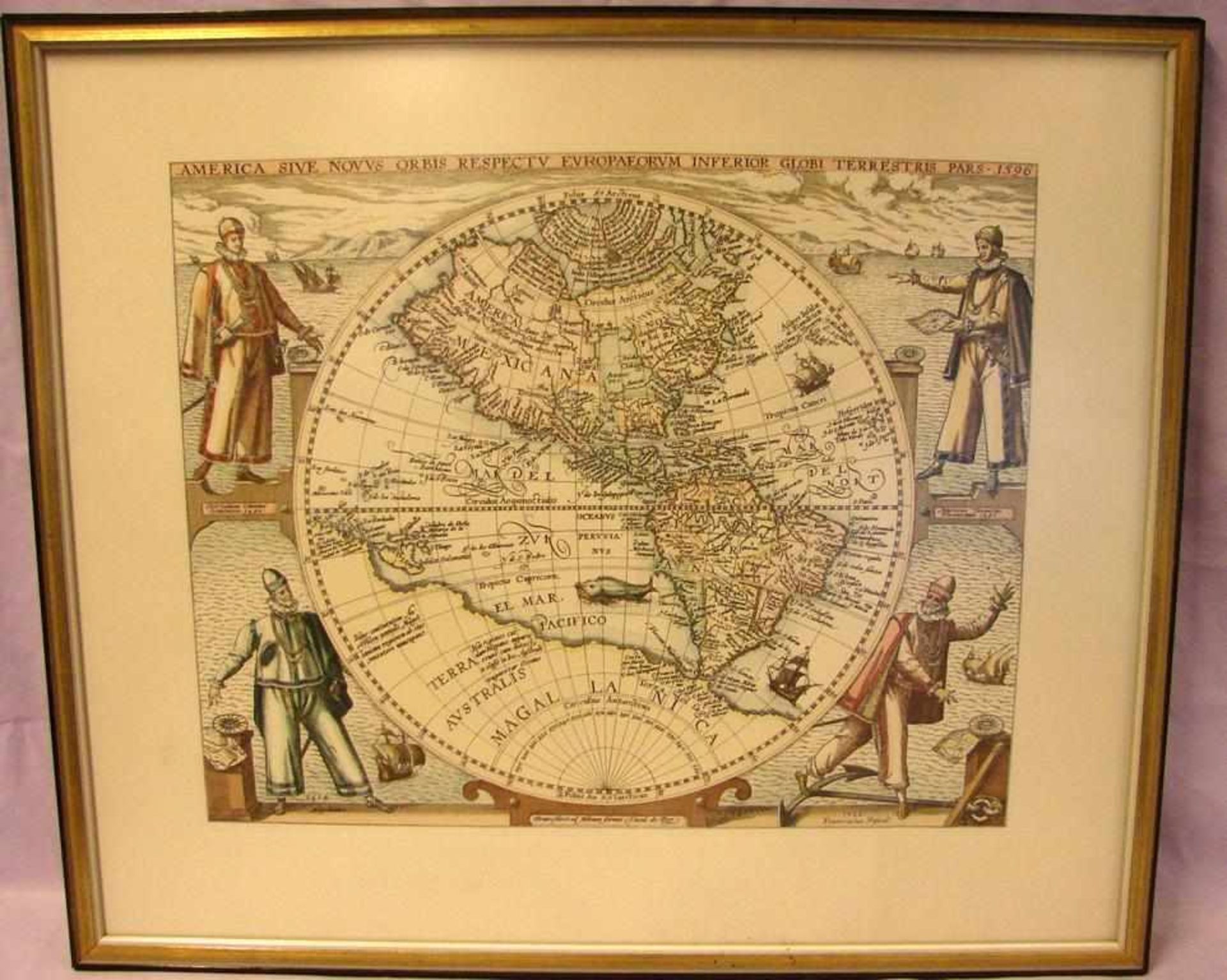 Kupferstich, Landkarte, coloriert, (Amerika)
