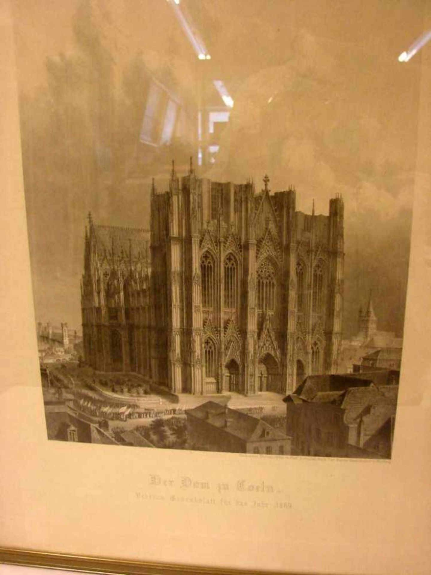 2 Stahlstiche "Kölner Dom (1824/1869)", ca. 33 x 25 cm