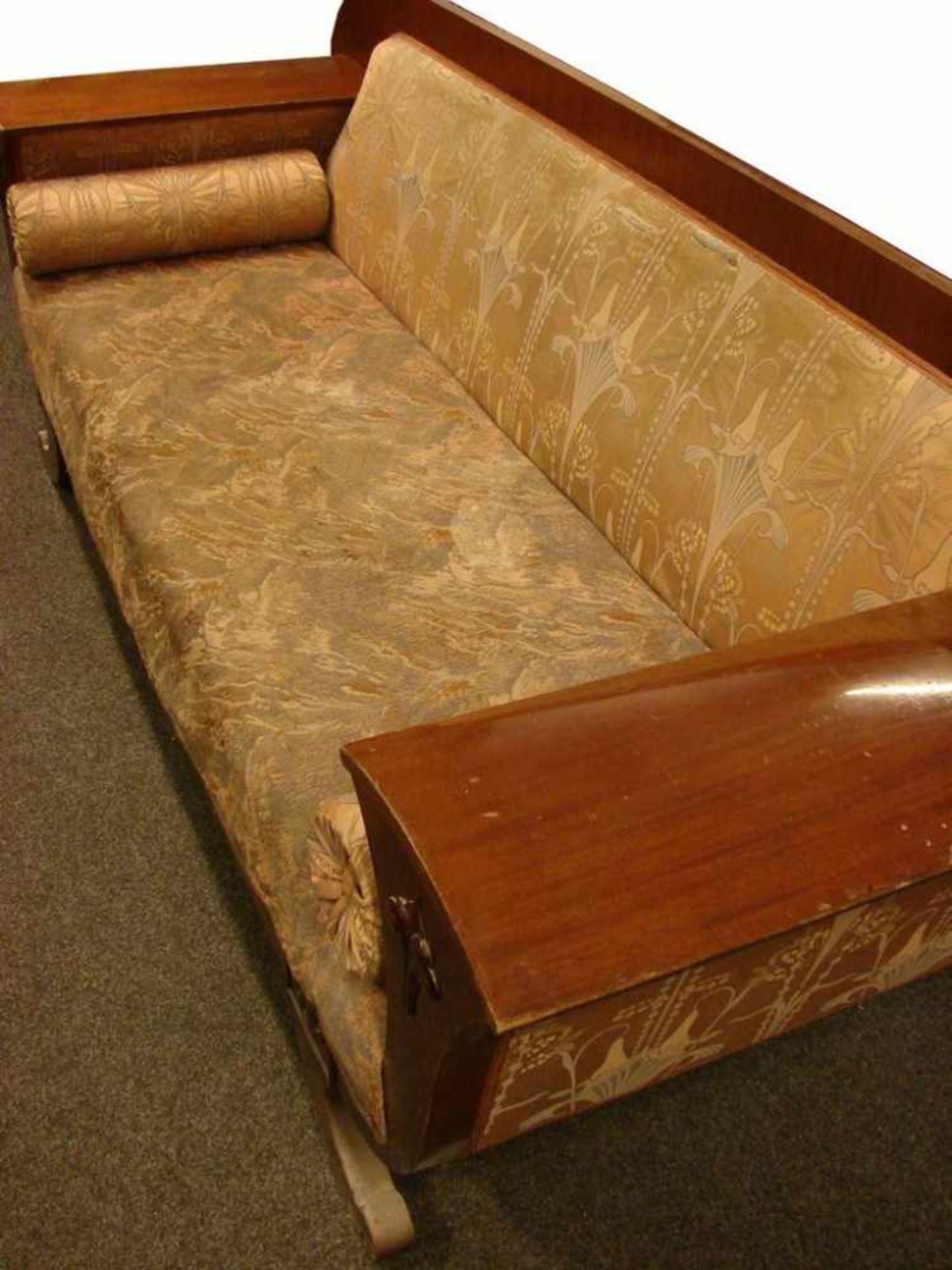 Sofa, Mahagoni, Breite ca. 214 cm (Bezug beschädigt)