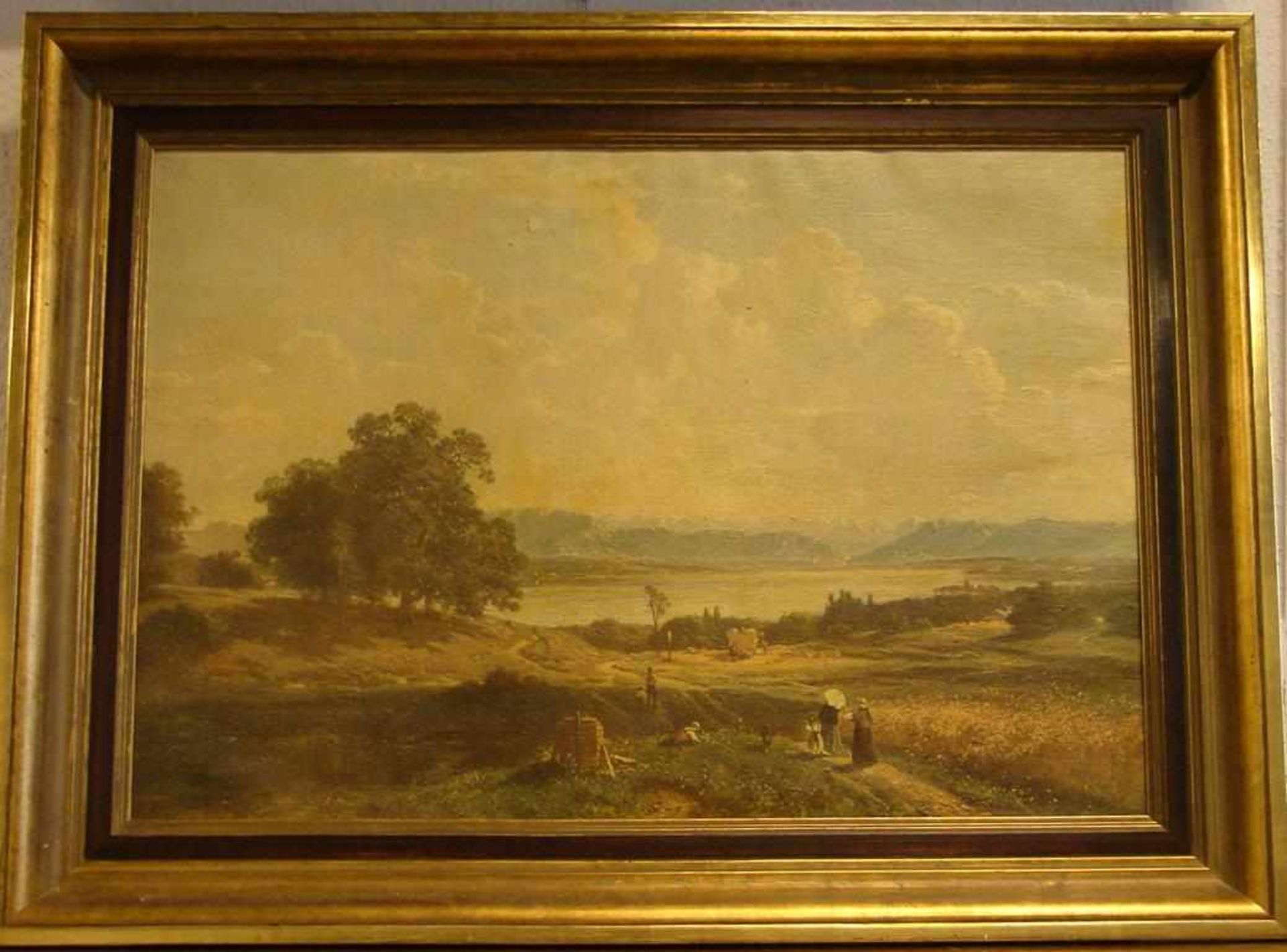 A. LIER ?, "Landschaft", Öl/L., u.li.sig., ca. 90 x 63 cm, kl. Riss oben mittig