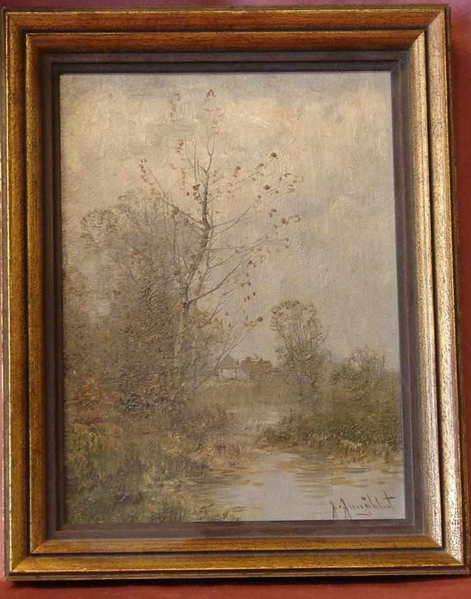 JOHANN JUNGBLUT (1860-1912), "Flusslandschaft", Öl/Holz, u.re.sig.,rückseitig restauriert, ca. 17