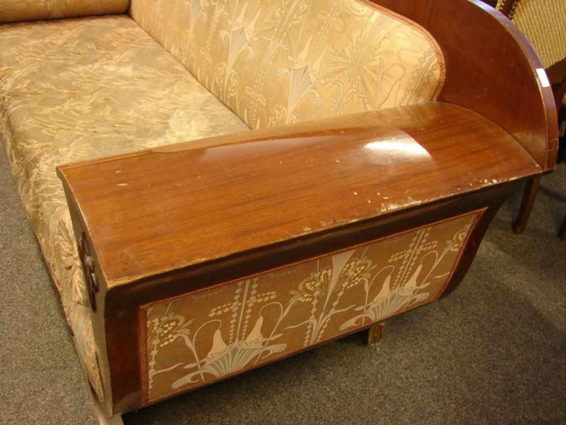 Sofa, Mahagoni, Breite ca. 214 cm (Bezug beschädigt) - Bild 2 aus 3