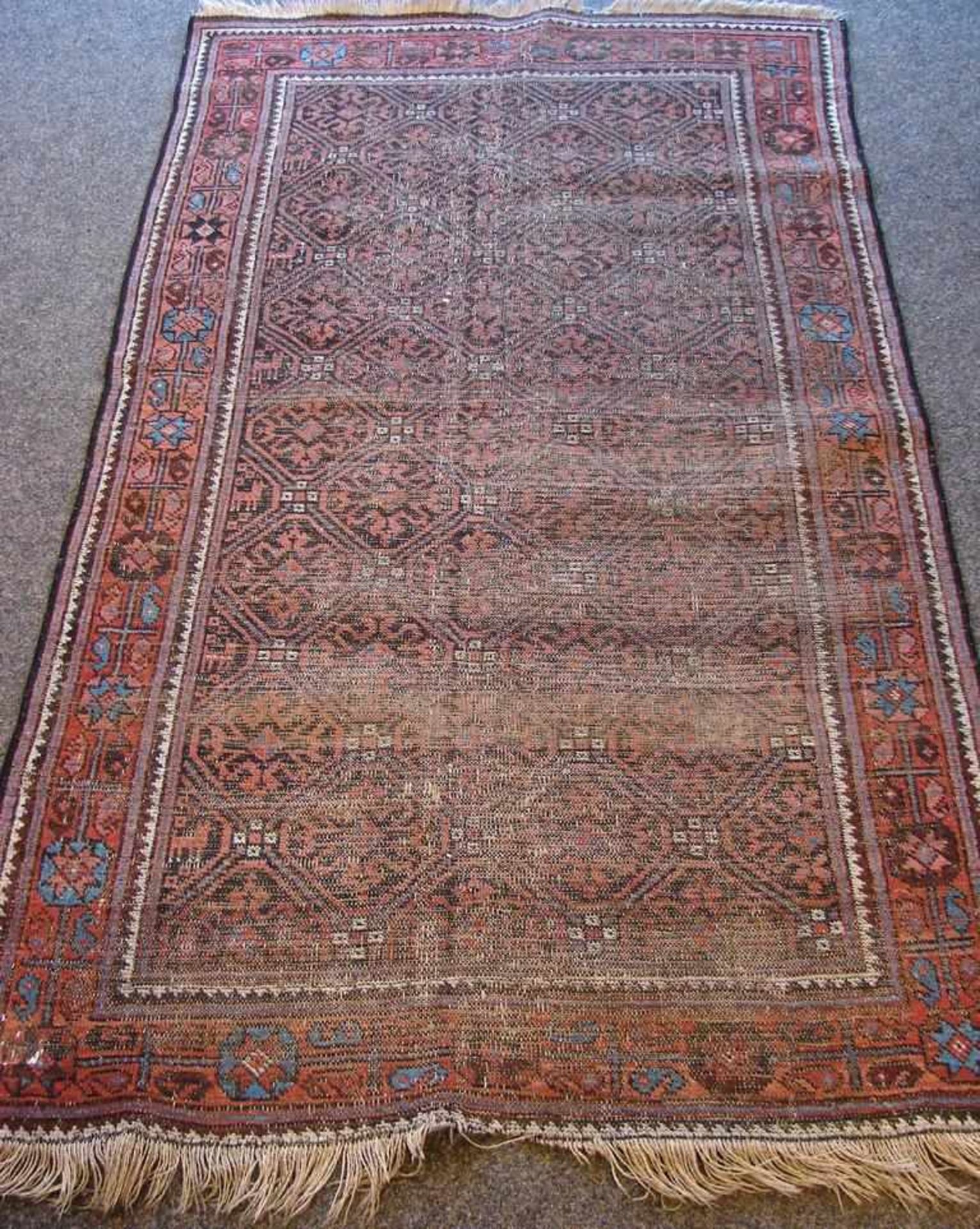 Teppich, ca. 157 x 93 cm (stark abgelaufen)