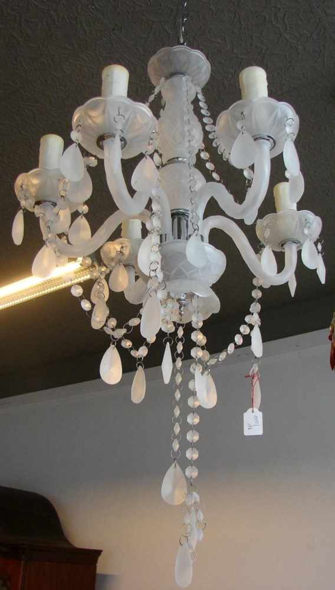 Deckenlampe, 5-armig, sattiniertes Glas, neuzeitlich, Dm.ca. 40 cm
