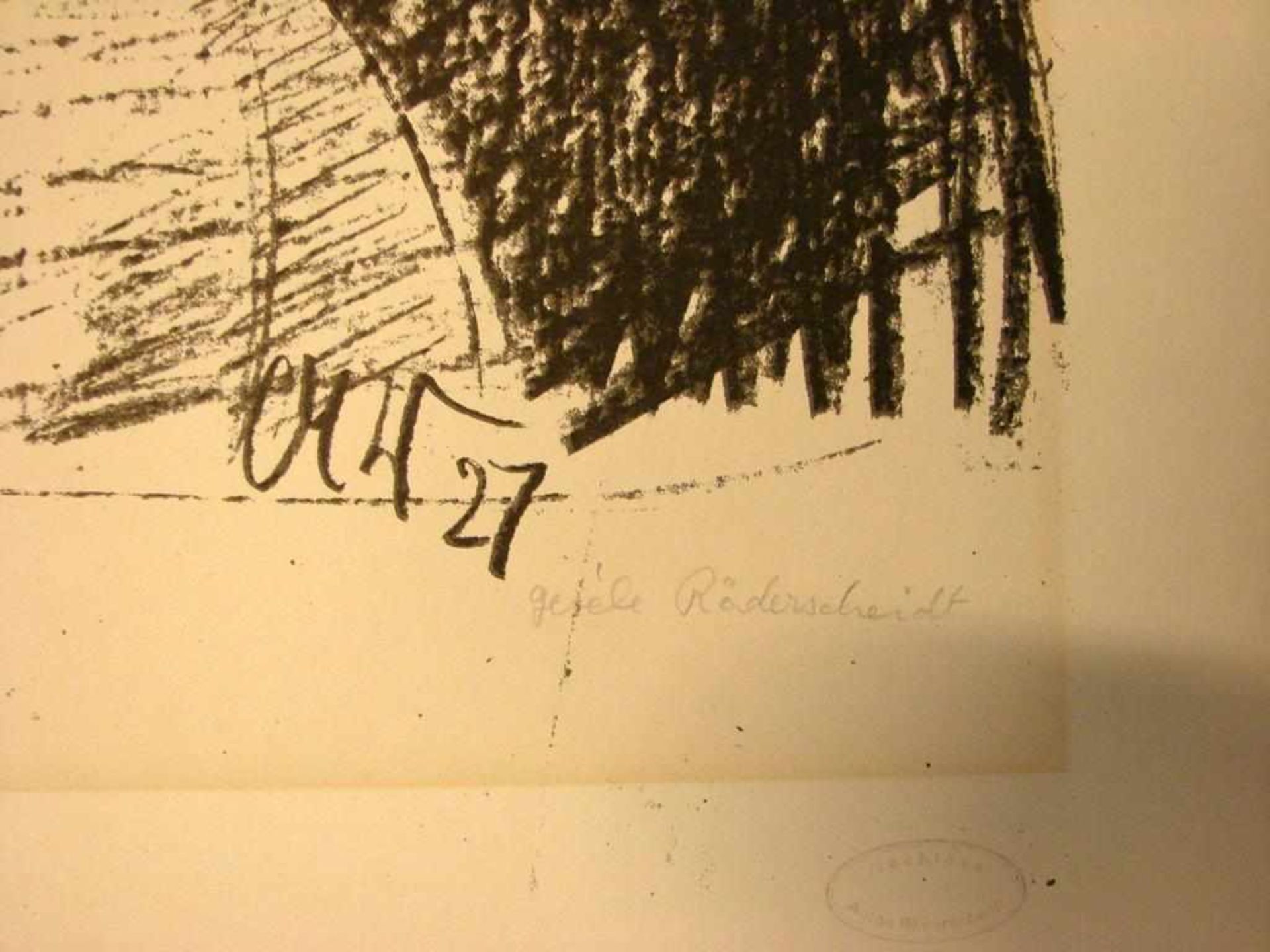 ANTON RÄDERSCHEIDT (1892-1970), "Portrait", Lithographie, u.re.sig. 'Gisele Räderscheidt', li. ... - Bild 2 aus 3