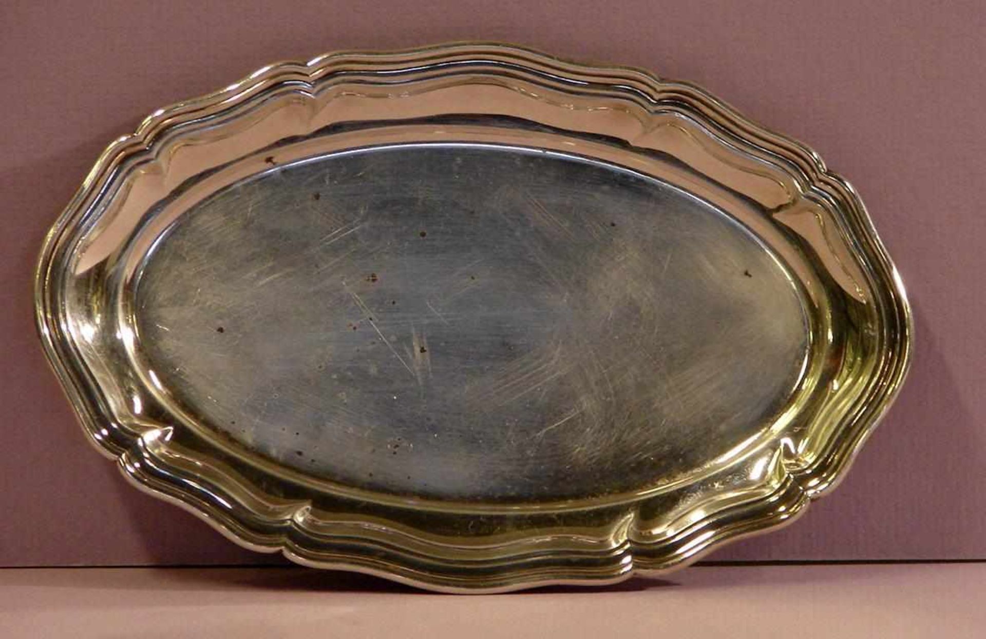 Tablett, oval, 835er Silber, ca. 93 gramm, ca. 19,5 x 12 cm