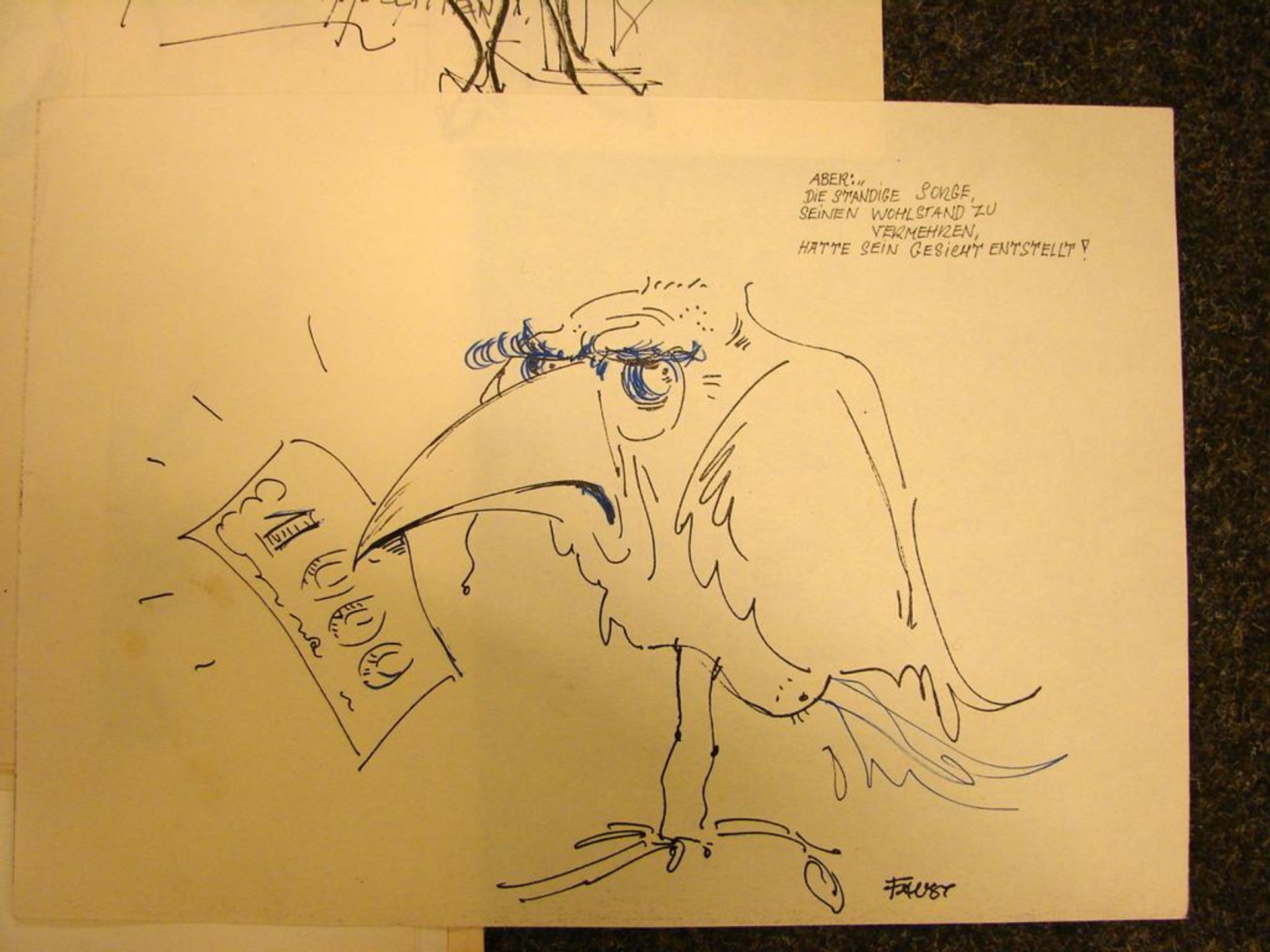 Konvolut von gerahmten und ungerahmten Blättern, u.a. von Karikaturist Arno Faust (1918-1984), - Bild 4 aus 6