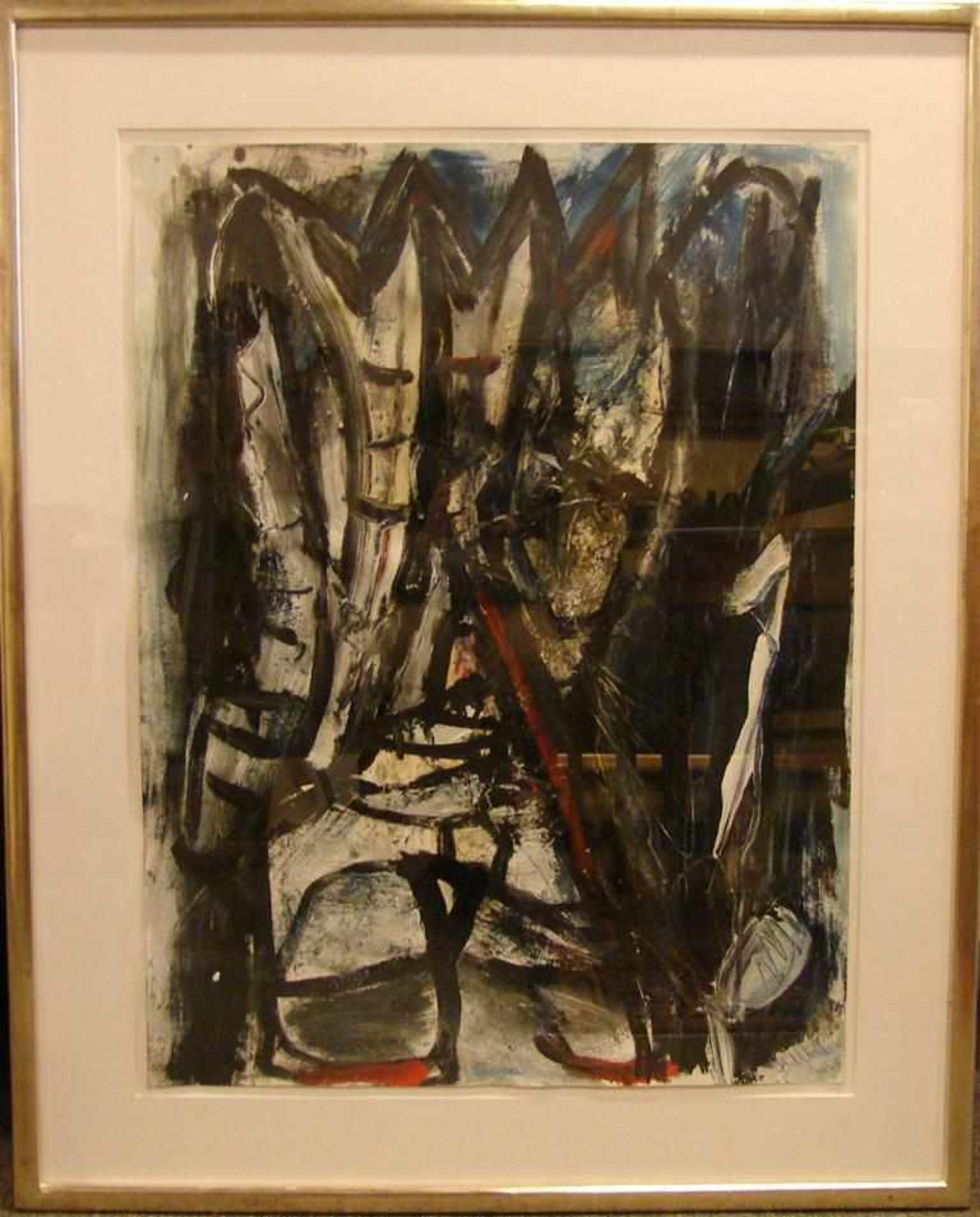 Wohl HEIKO MAULBECKER, "Abstrakte Komposition", Mischtechnik, u.re.sig., dat. 1960, ca. 67 x 90 cm