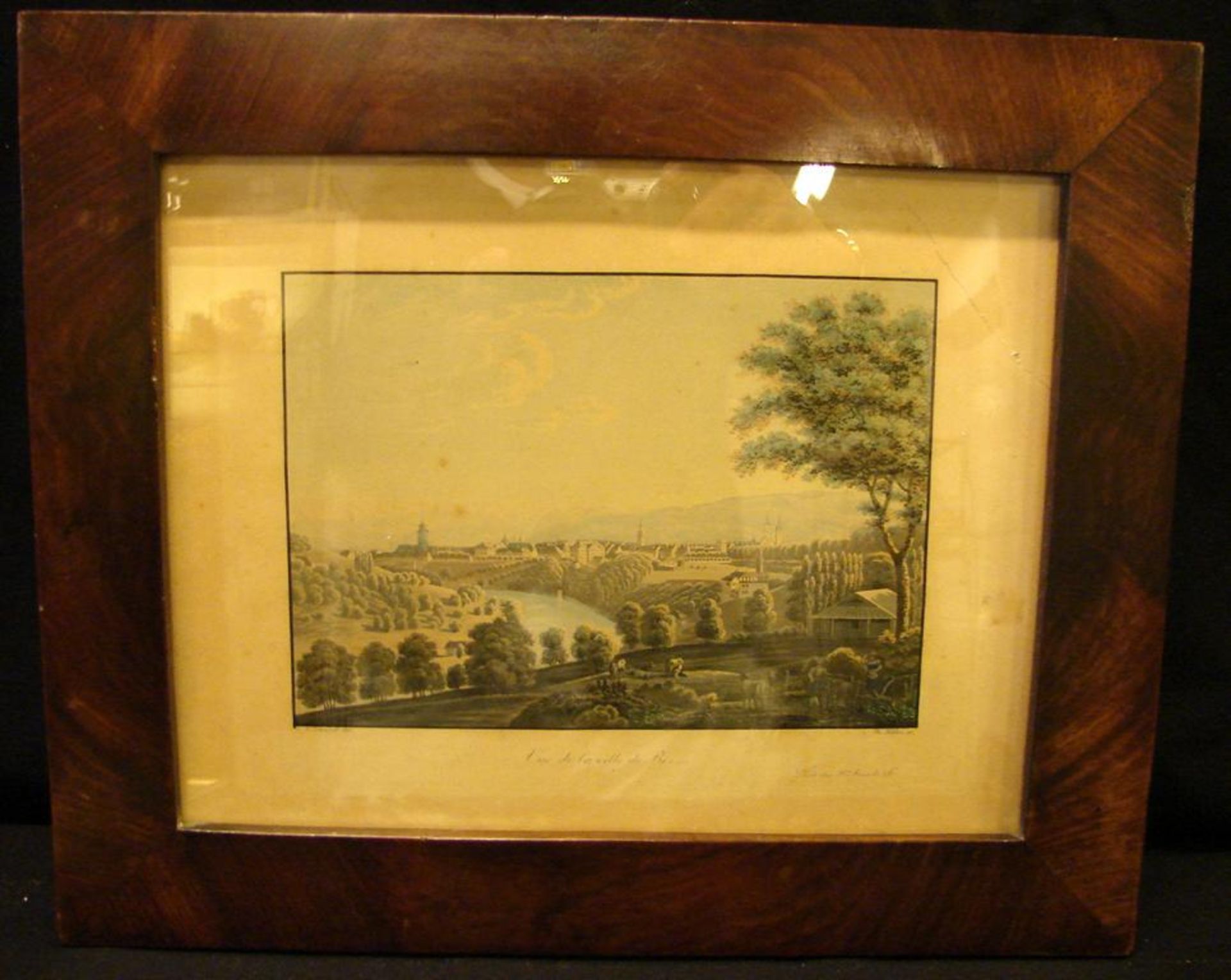 "Ansicht auf Bern", Aquatinta, coloriert, um 1835, ca. 21 x 27 cm- - -22.00 % buyer's premium on the