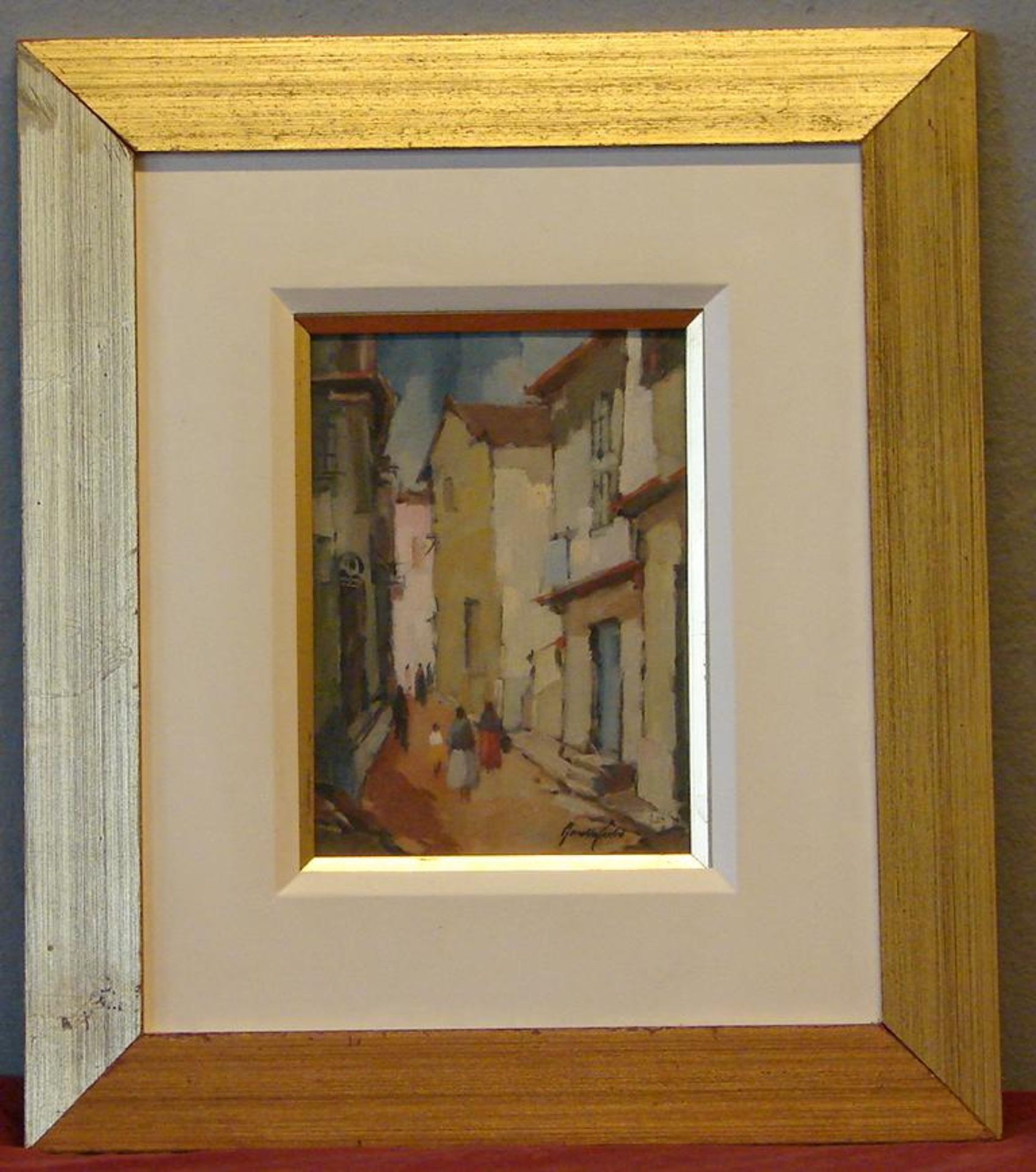 GERALDO CASTRO, "Strassenszene", Öl/Holzplatte, u.re.sig., ca. 15 x 22 cm- - -22.00 % buyer's