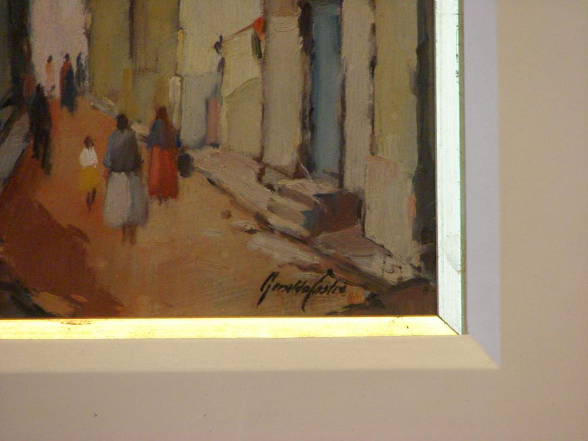 GERALDO CASTRO, "Strassenszene", Öl/Holzplatte, u.re.sig., ca. 15 x 22 cm- - -22.00 % buyer's - Image 2 of 3