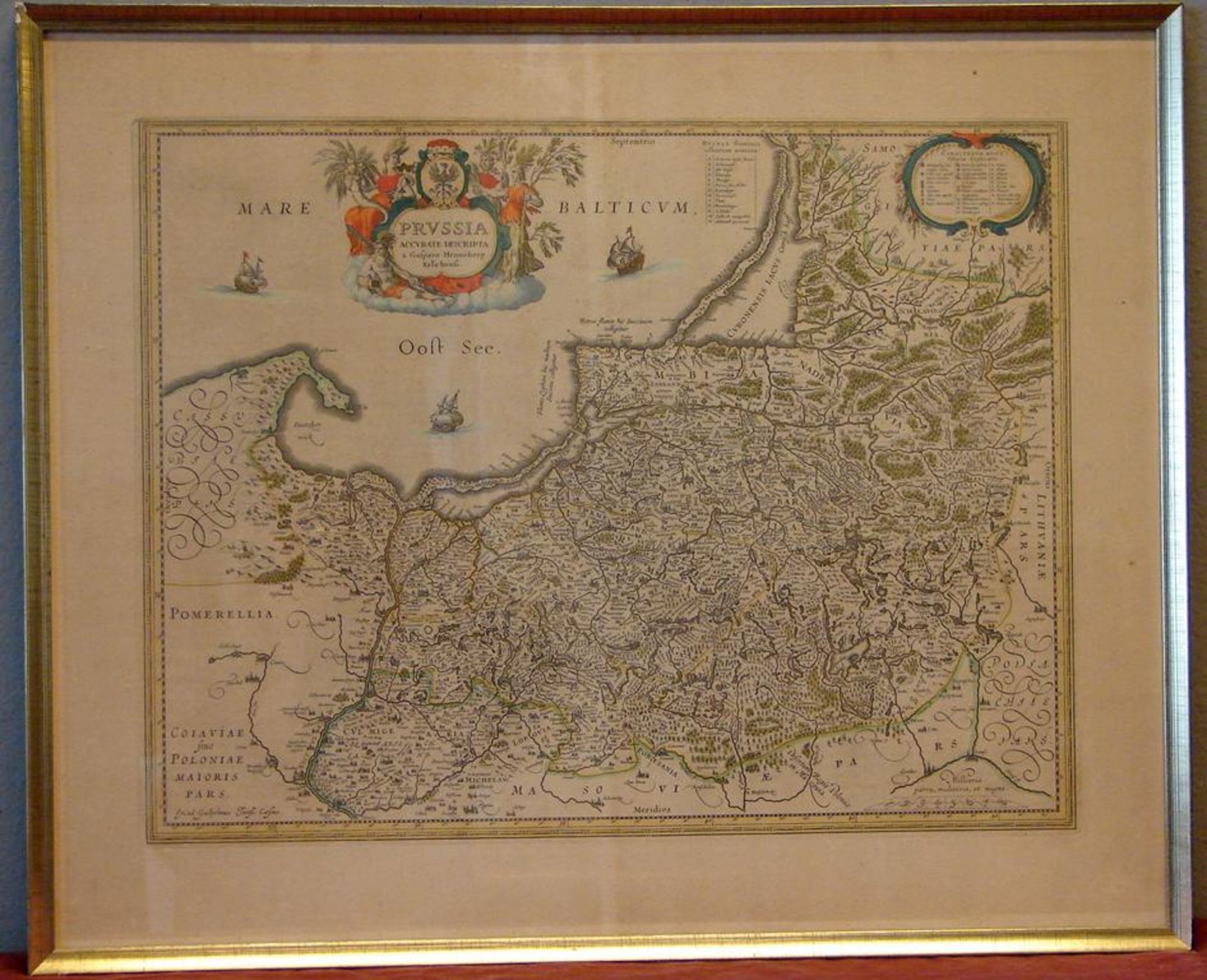 GASPARO HENNEBERG ERLICHENSI, "Mare Balticum, Pressia Ostsee", Kupferstich,coloriert, Plattengröße