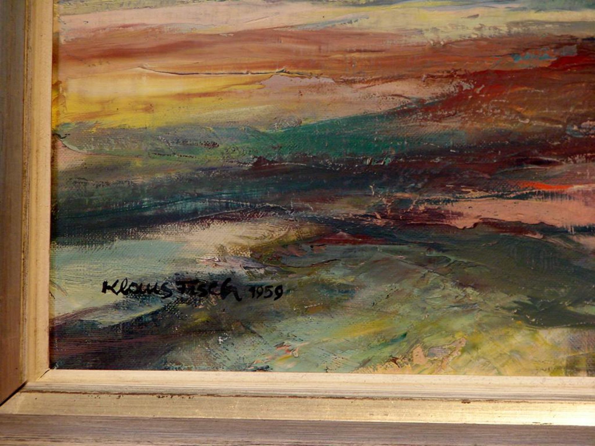 KLAUS FISCH, "Landschaft", ÖL/L, u.li.sig., dat. 1959, ca. 60 x 77 cm- - -22.00 % buyer's premium on - Image 2 of 2