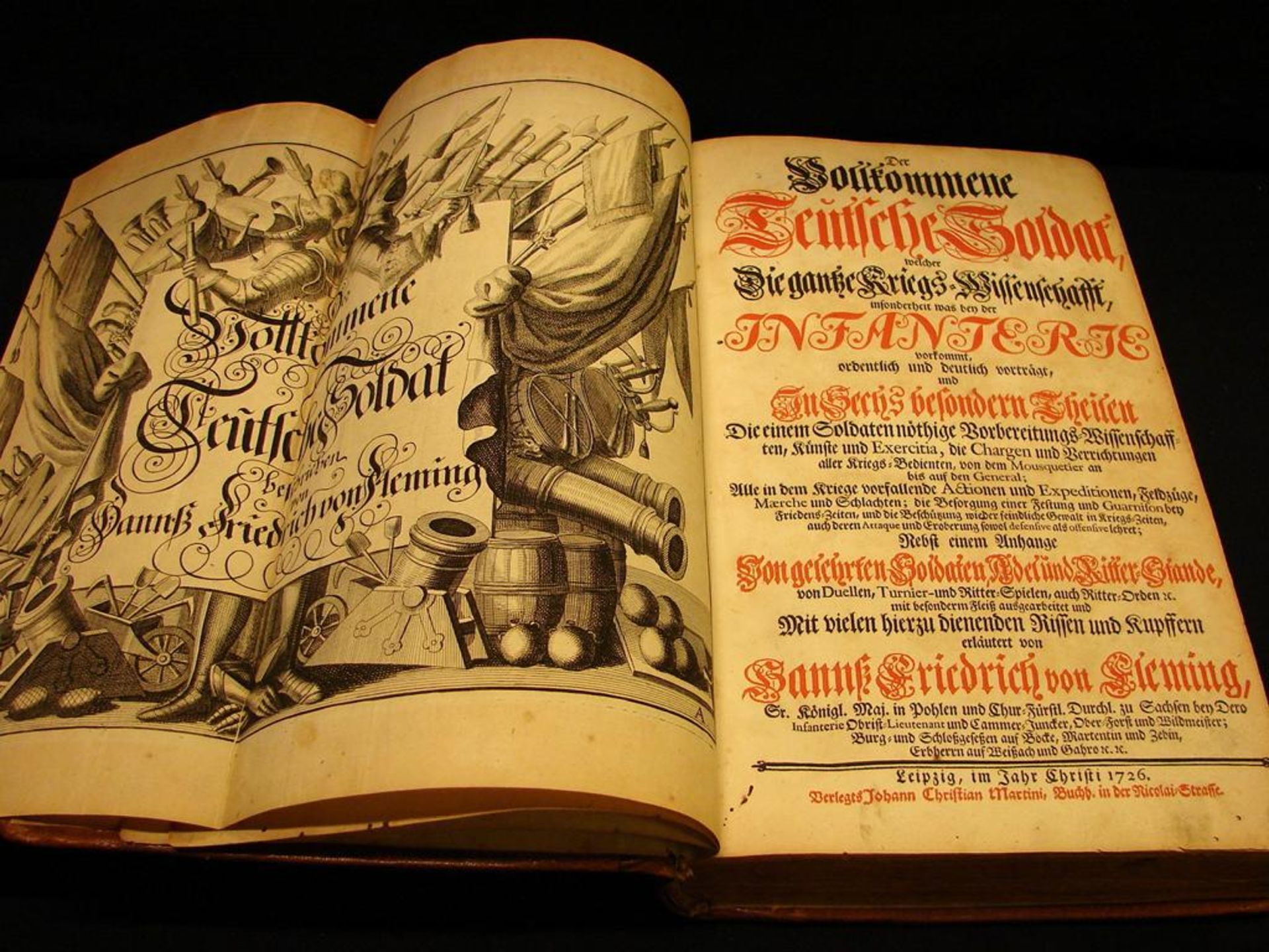 Buch, "Der vollkommene Teutsche Soldat", Kupferstiche, 1. Band, 1726, Leipzig- - -22.00 % buyer's - Bild 3 aus 3