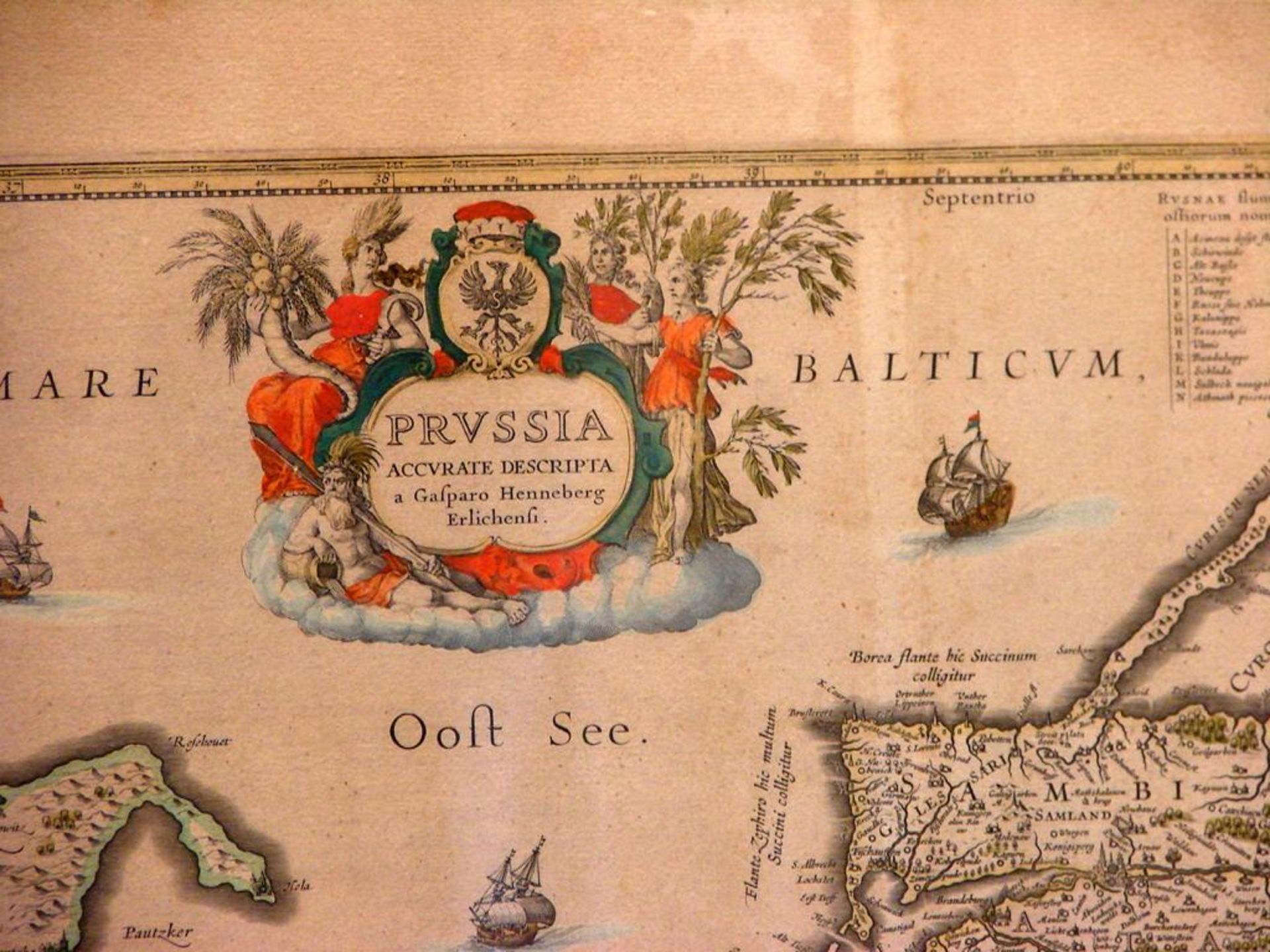 GASPARO HENNEBERG ERLICHENSI, "Mare Balticum, Pressia Ostsee", Kupferstich,coloriert, Plattengröße - Image 2 of 2