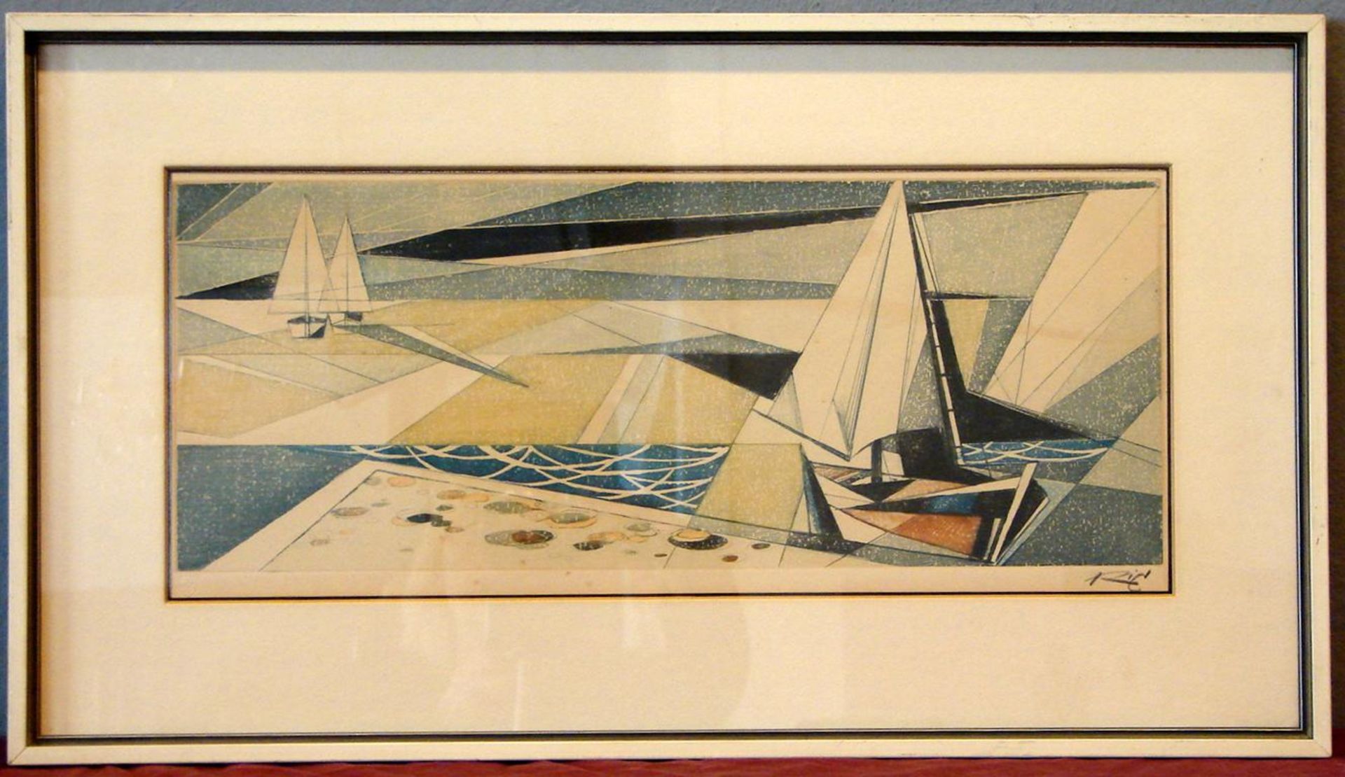 RICHARD BERGER, "Segelboote", Radierung, 60er Jahre, u.re.sig., ca. 50 x 21 cm- - -22.00 % buyer's