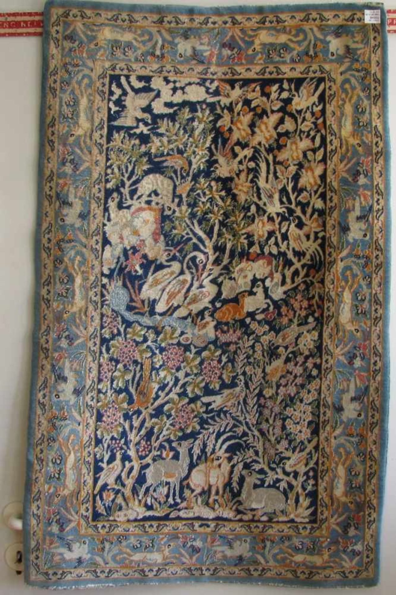 Nain, Persien, alt, Wolle mit Seide, Fransen besch., ca. 104 x 64 cm.