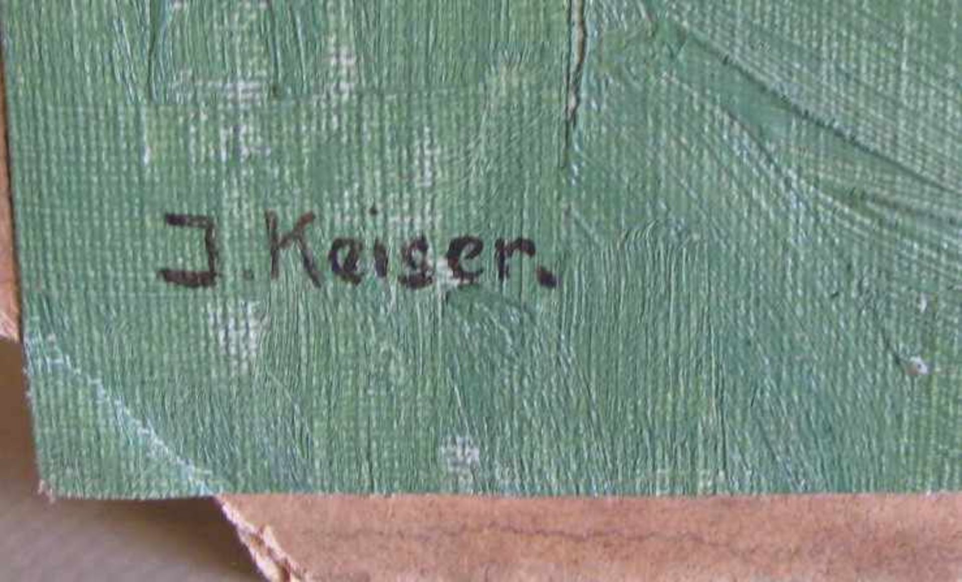 Keiser, J., wohl Schweizer Maler, 'Blühende Bäume am Utliberg', li.u.sign., Öl/Leinwand, 43 x 30 cm, - Image 2 of 2
