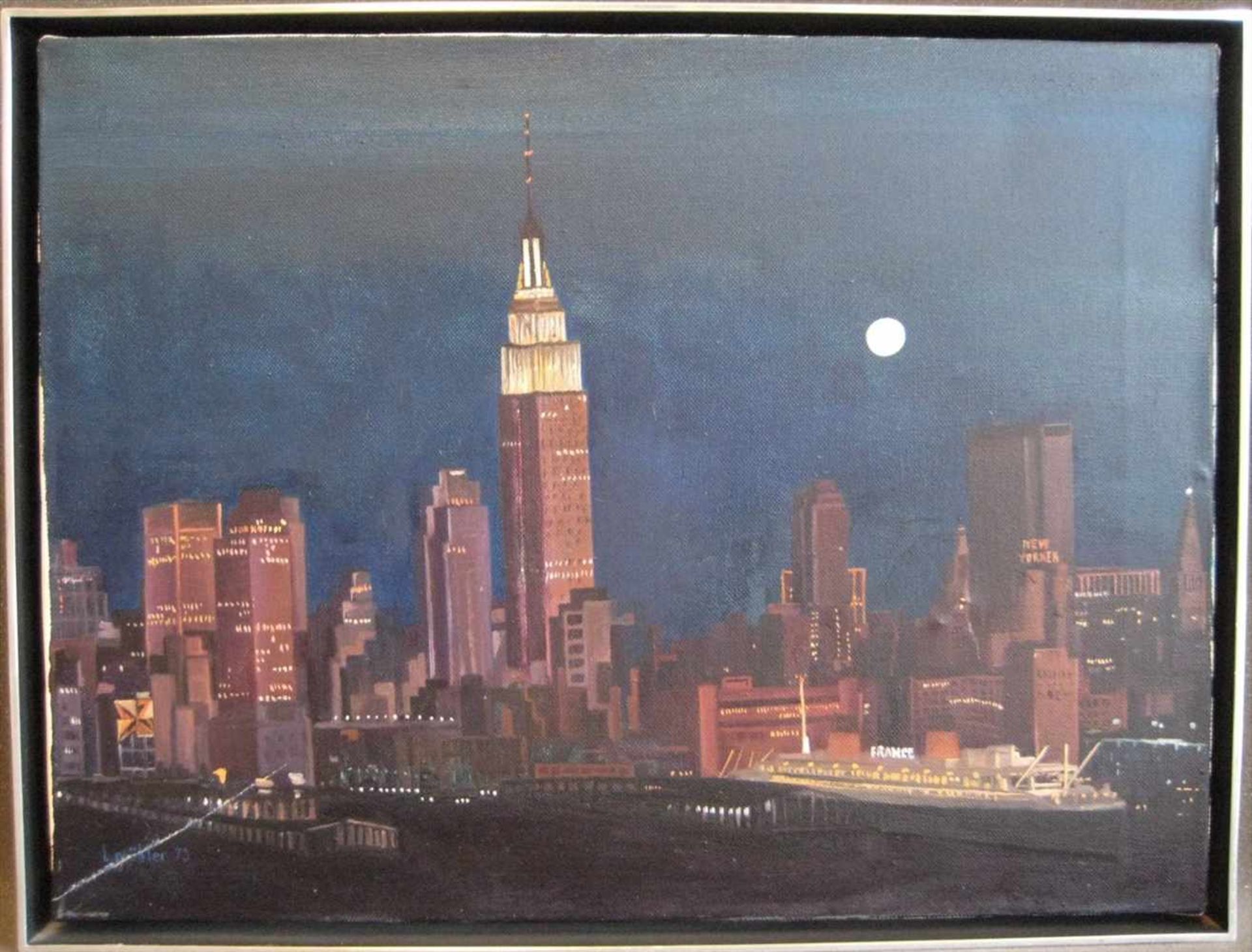 Grübler, wohl Nürnberger Malerin, "Ansicht von Manhattan", li.u.sign.u.dat. (19)73, Öl/Leinwand,