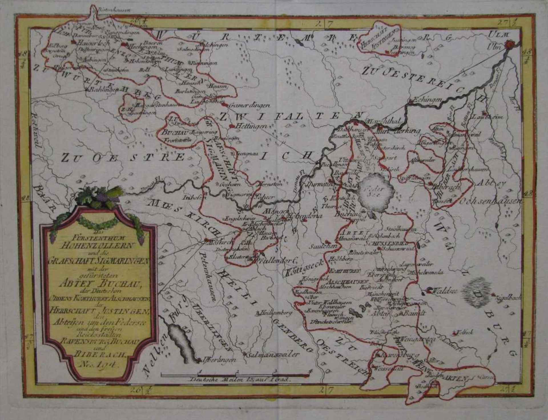 3 Kupferstichlandkarten, 18. Jahrhundert, "Schiltach", "Hohenzollern" und "Deutschland", ca. 22 x 32