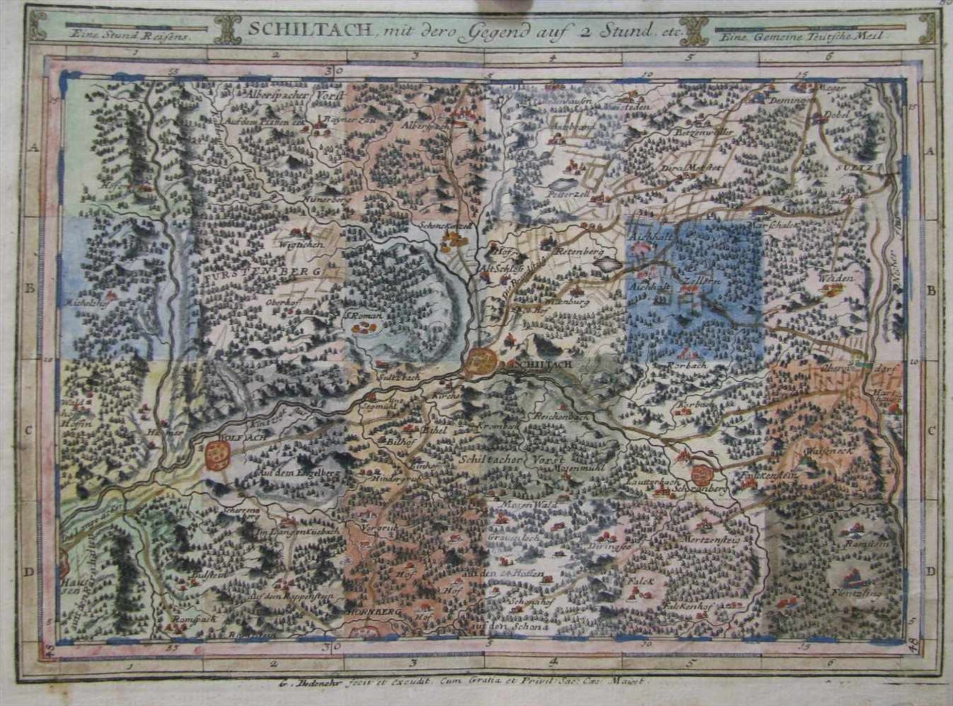 3 Kupferstichlandkarten, 18. Jahrhundert, "Schiltach", "Hohenzollern" und "Deutschland", ca. 22 x 32 - Bild 2 aus 3