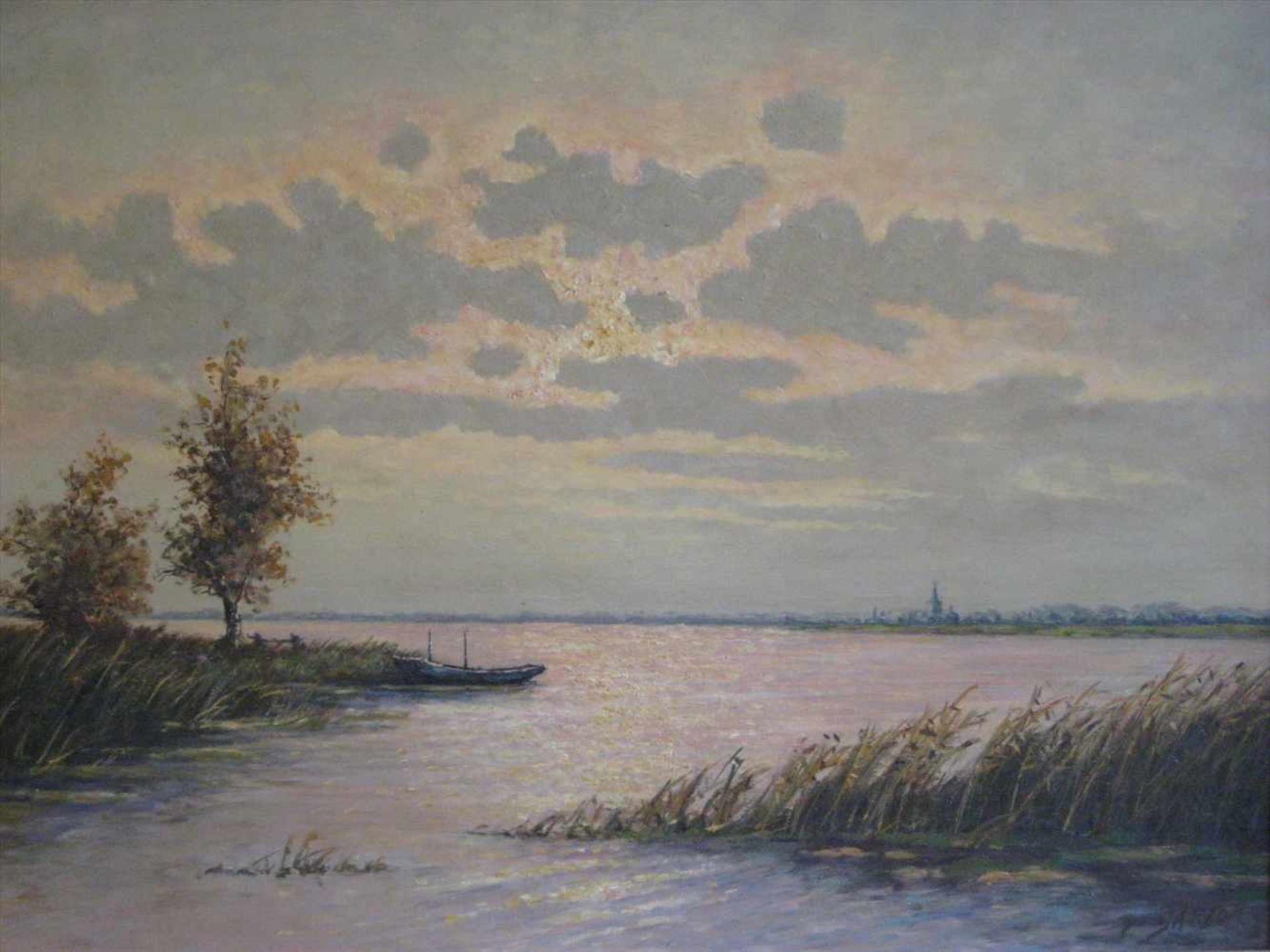 Sartor, P., "Seenansicht", re.u.sign., Öl/Malerpappe, 62 x 81,5 cm, R. - Image 2 of 2